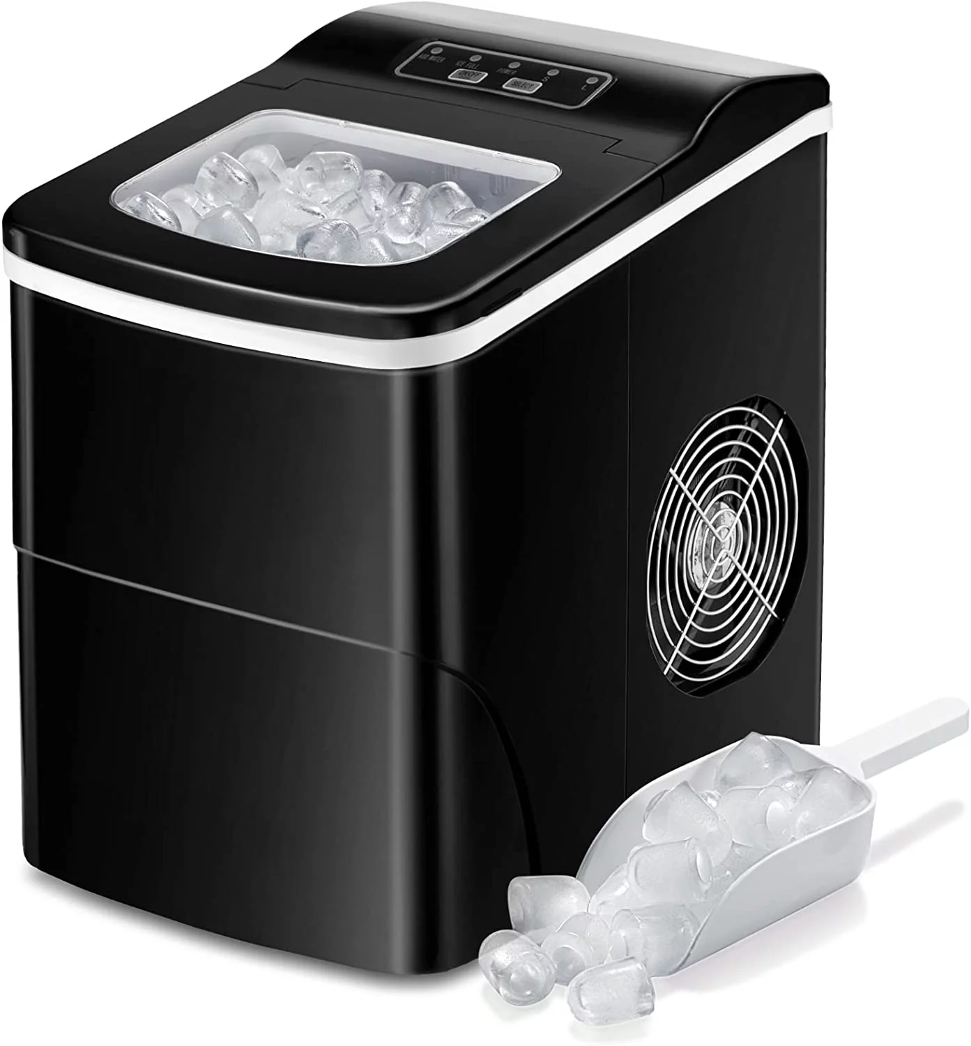 Countertop Ice Maker Machine, Portable Ice Makers Countertop, Make 26 lbs ice in 24 hrs, Ice Cube Rready in 6-8 Mins with Ice Scoop and Basket