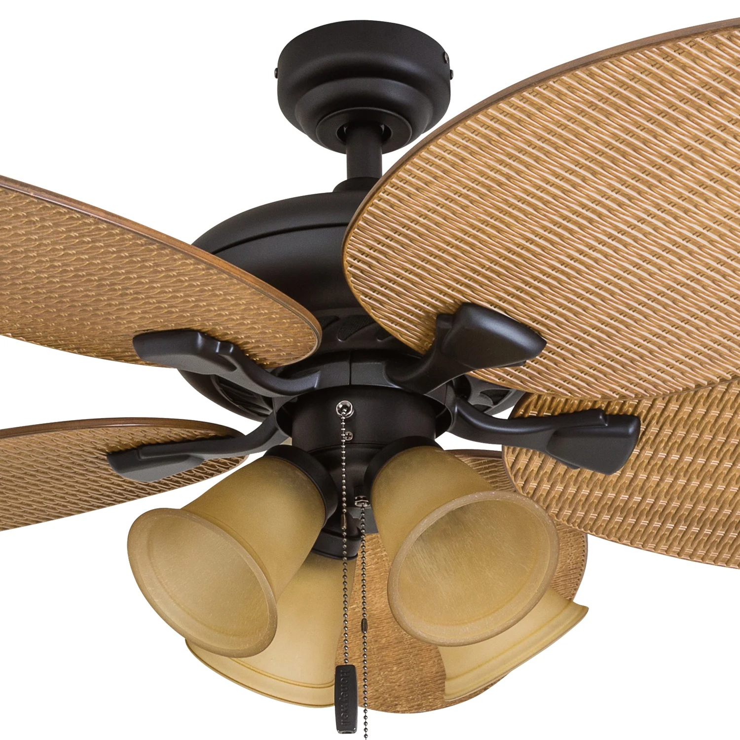 Honeywell Palm Valley 52' Bronze Tropical Ceiling Fan with 5 Palm Blades, Pull Chain & Reverse Airflow