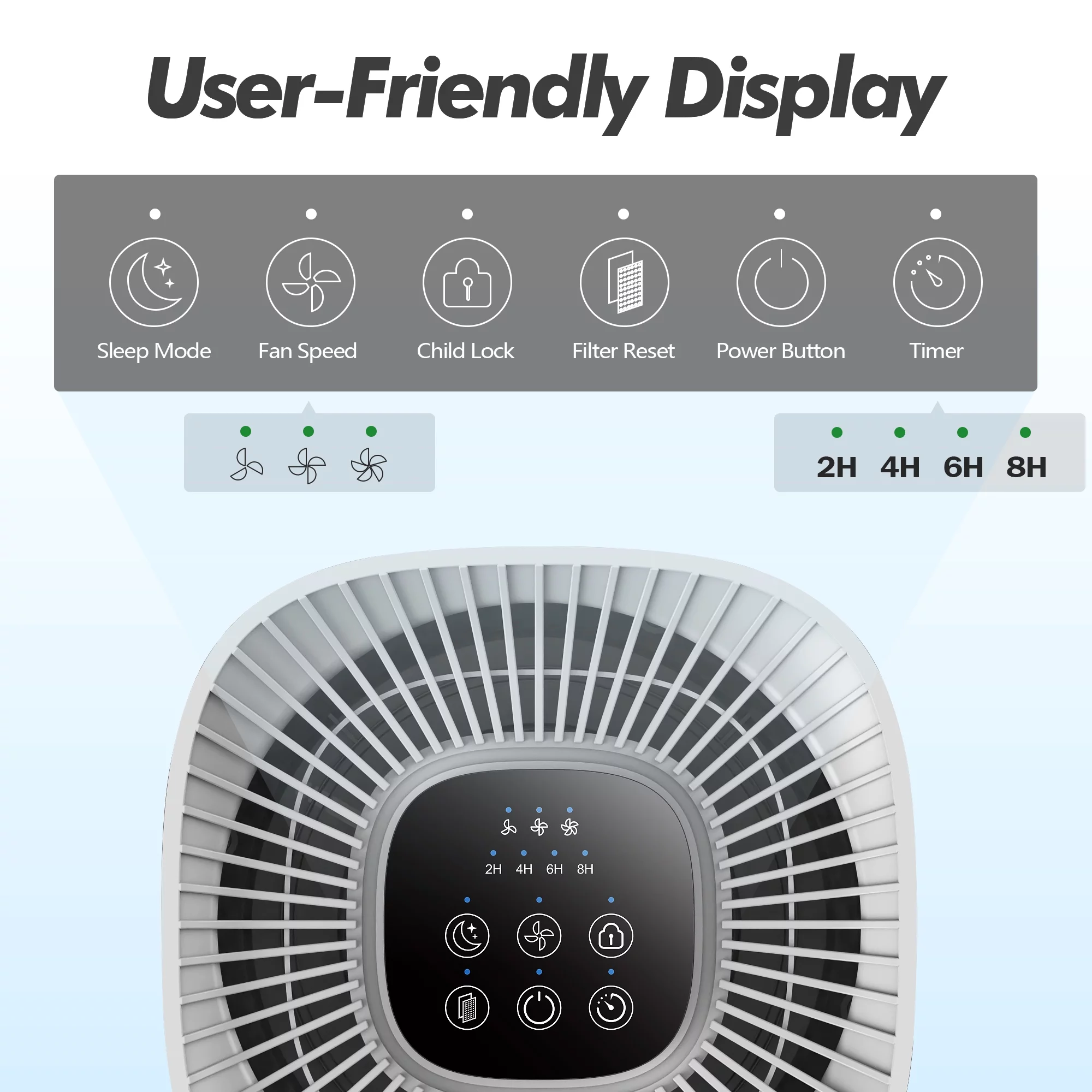 HUMSURE Air Purifiers for Home Up to 1076 Sq.Ft, Large Air Purifier with HEPA 13 Filter, Remove 99.97% of Pet Hair Odor Dust Smoke Pollen, White, HKJ-200A