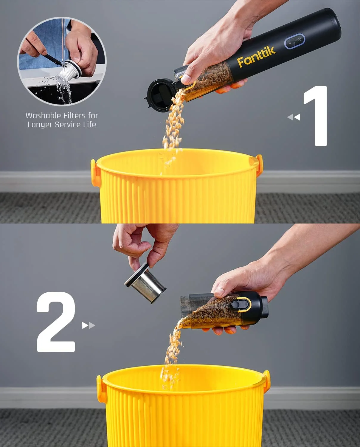 Fanttik Slim V8 Mate Cordless Car Vacuum High Power, 12000Pa/30AW, RobustClean? Handheld Vacuum with Flexible Hose and Pet Brush, 2H Fast Charge, Portable Vacuum for Car Interior Home Cleaning