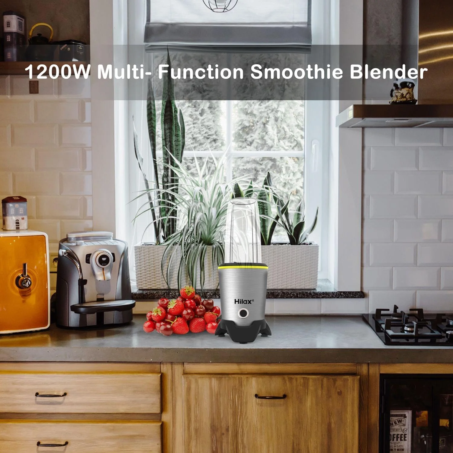 Blenders,1200W Personal Blender for Smoothies,Countertop Blender,35oz and 14oz Portable Travel Bottles and Lids,Fruit Mixer High Speed Blenders for kitchen for Shakes/Puree Food,BPA Free(Sliver)