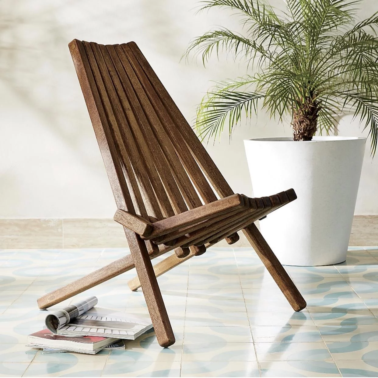 Excellaz Co., Ltd. DREAMPATIO AMAYA Folding Wooden Outdoor Chair WhiteWithCushion