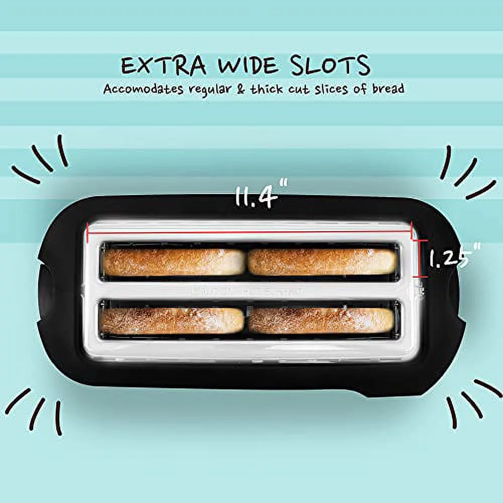 Elite Gourmet 4-Slice Digital, Stainless Steel Long-Slot Toaster