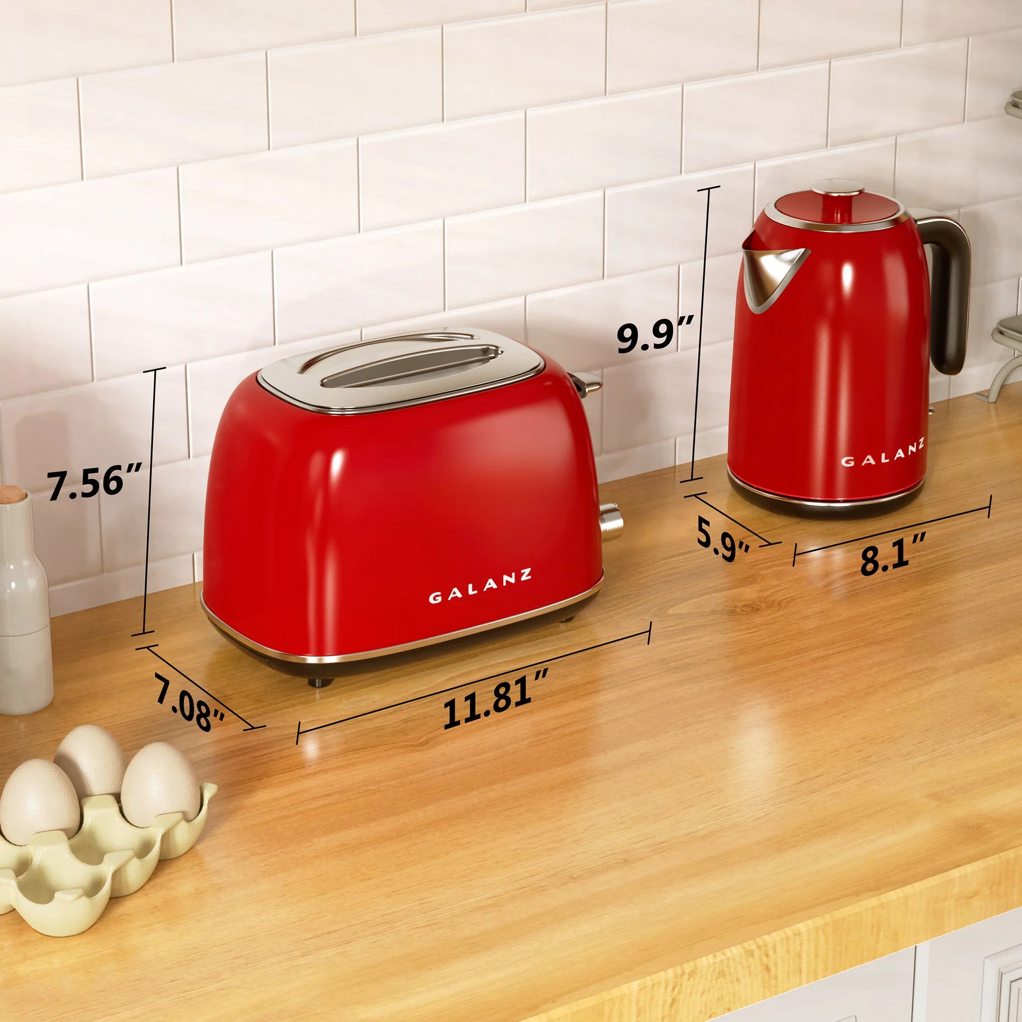 Galanz Vintage 2-Slice Toaster and Electric Kettle Set