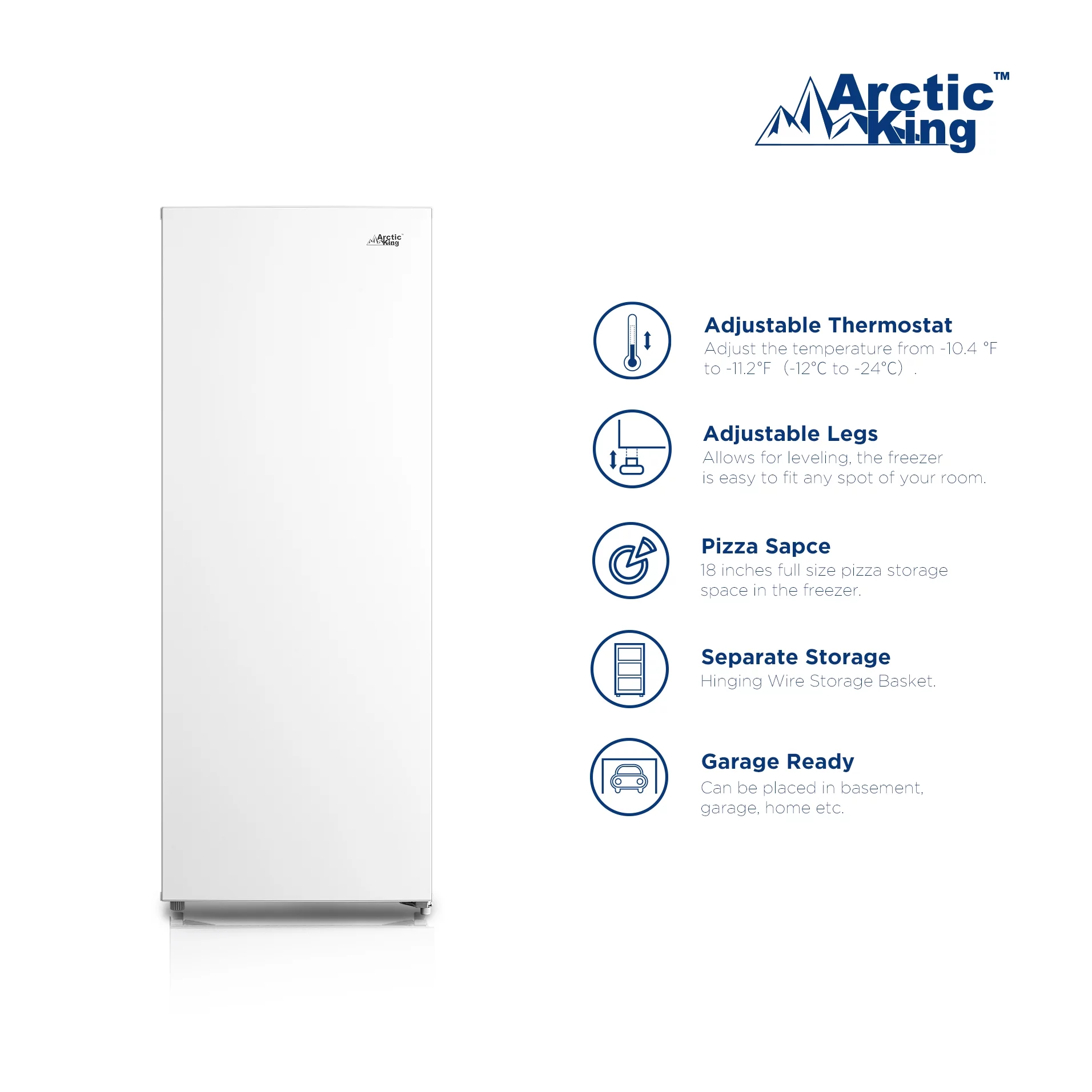 Arctic King 7.0 Cu ft Upright Freezer, White, ARU07M2AWW