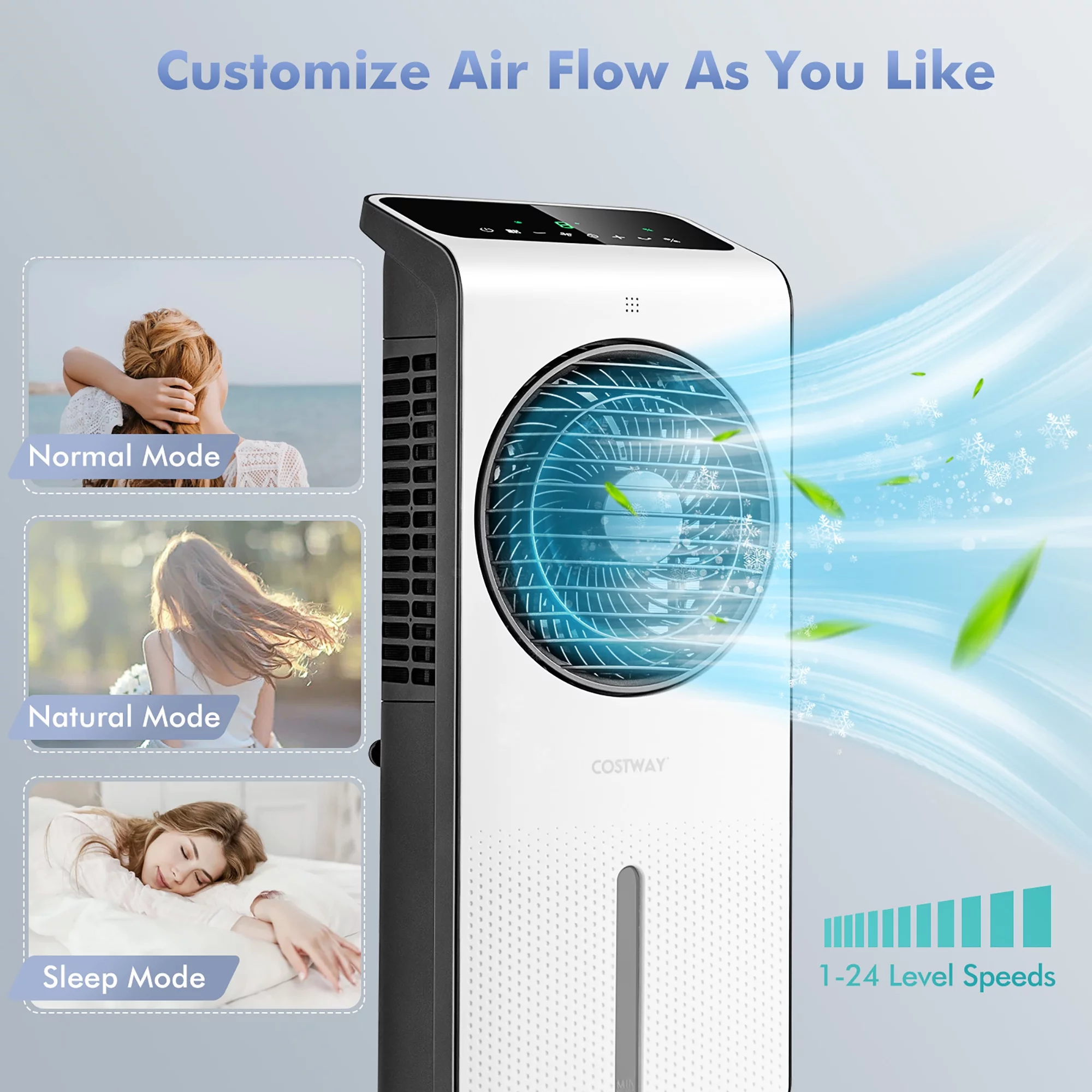 Costway Evaporative Air Cooler 3-in-1 Portable Swamp Cooling Fan w/ 12H Timer Remote