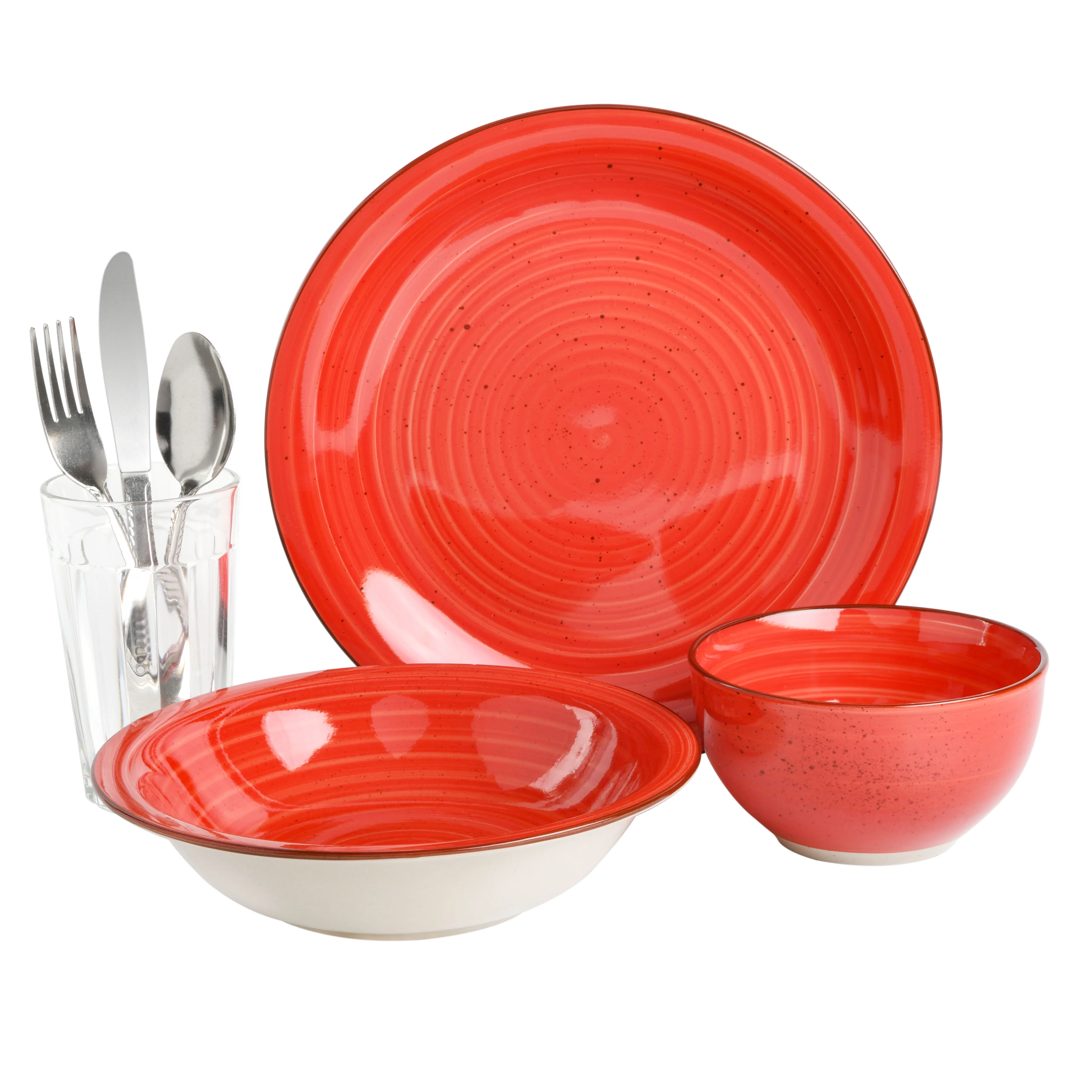 Gibson Home Color Speckle Mix and Match 28-Pieces Dinnerware Combo Set