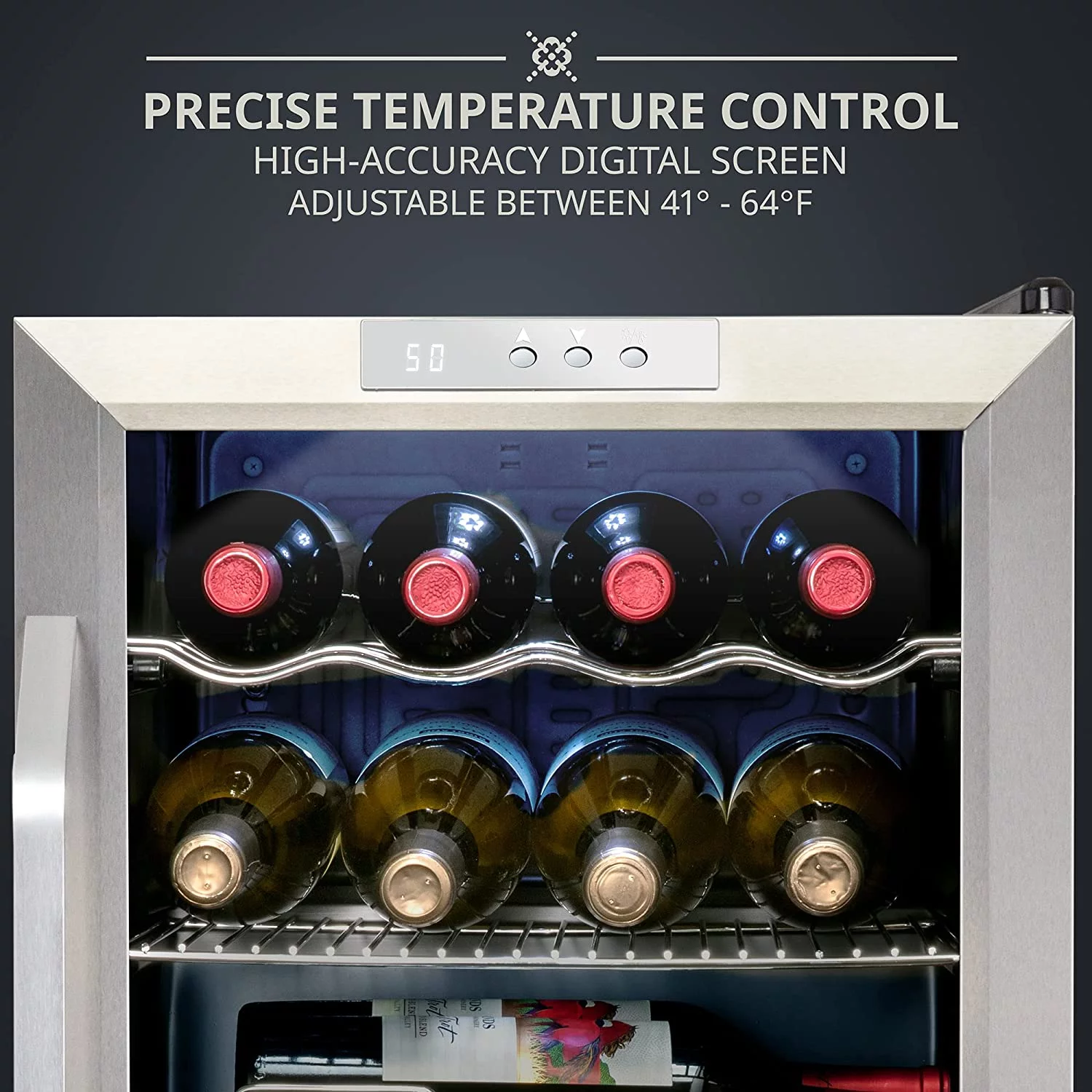 Ivation 12 Bottle Compressor Wine Cooler Refrigerator W/Lock, Silver