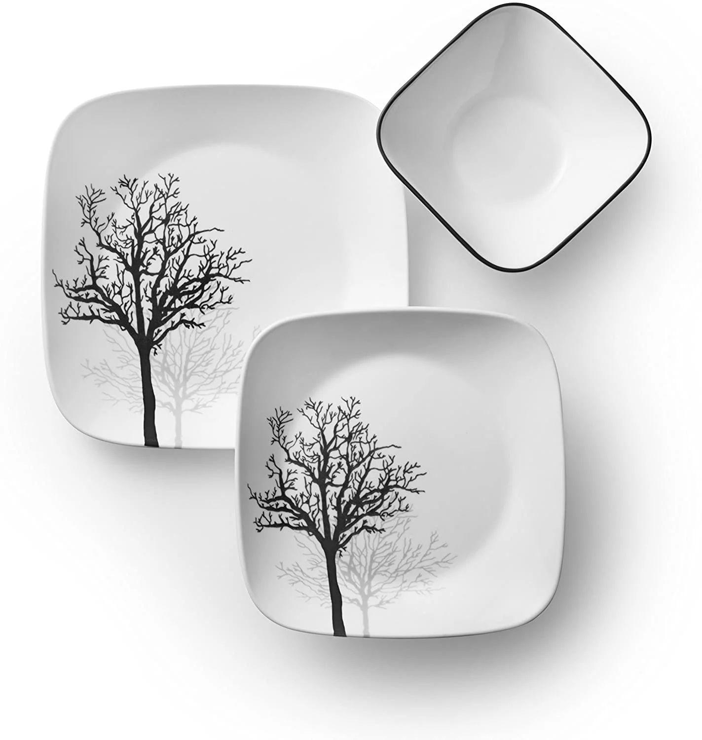Corelle Square Timber Shadows 18-piece Dinnerware Set, Service for 6