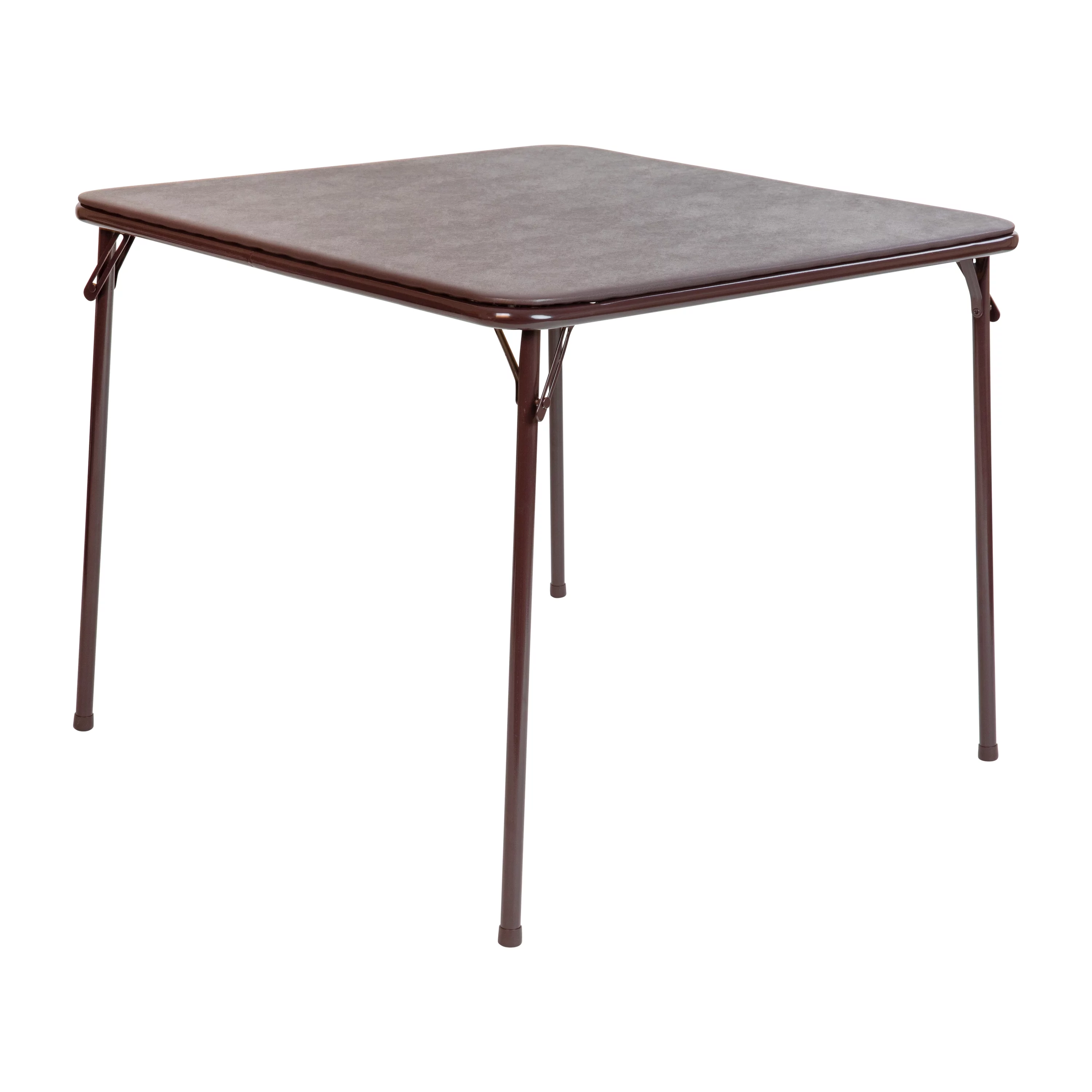 BizChair Brown Folding Card Table - Lightweight Portable Folding Table with Collapsible Legs,31.5' x 31.5' x 30'