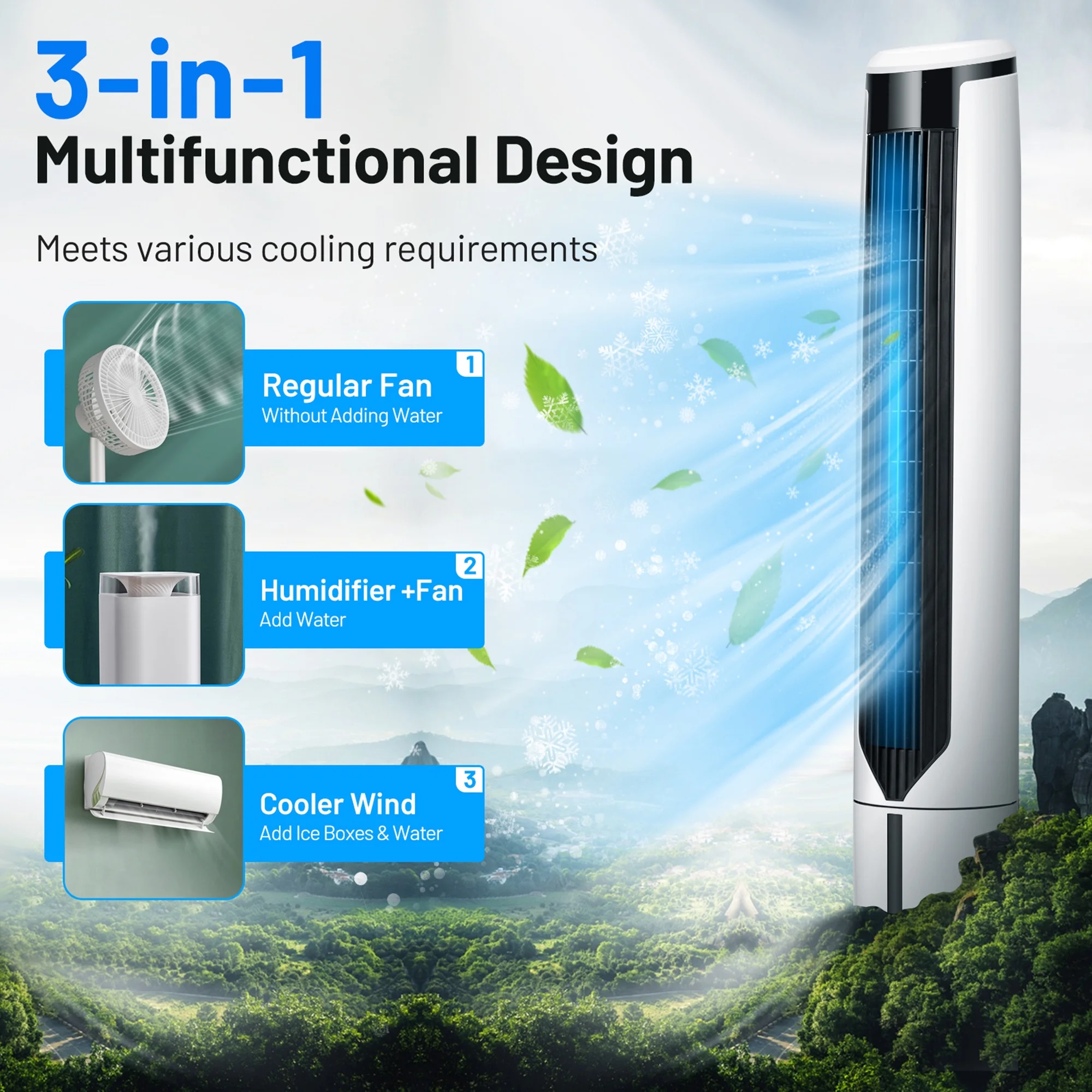 Gymax 41'' Tower Fan 3 in 1 Evaporative Air Cooler Humidifier w/ Remote Control
