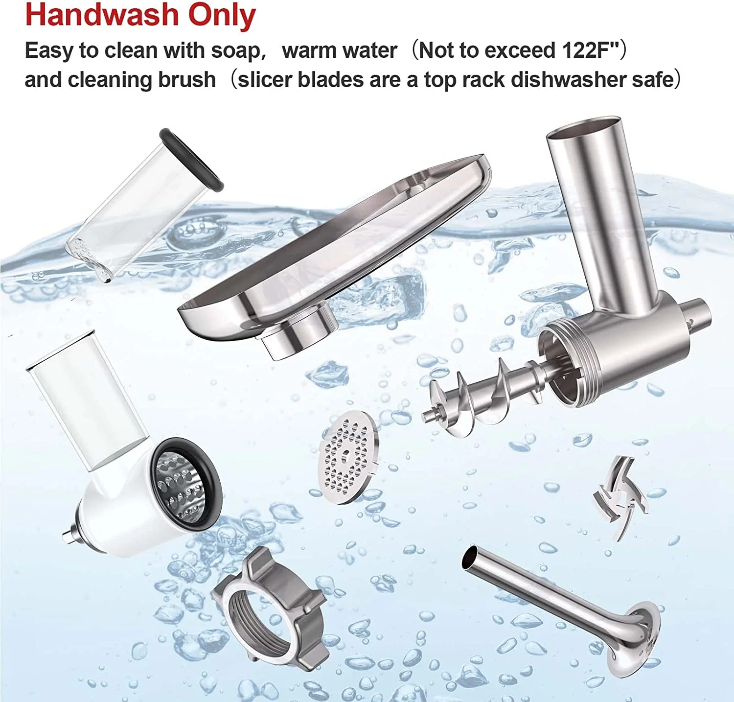 Gvode Meat Grinder & Slicer Shredder Attachment for KitchenAid Stand Mixer, 15-Piece Mixer Accessary