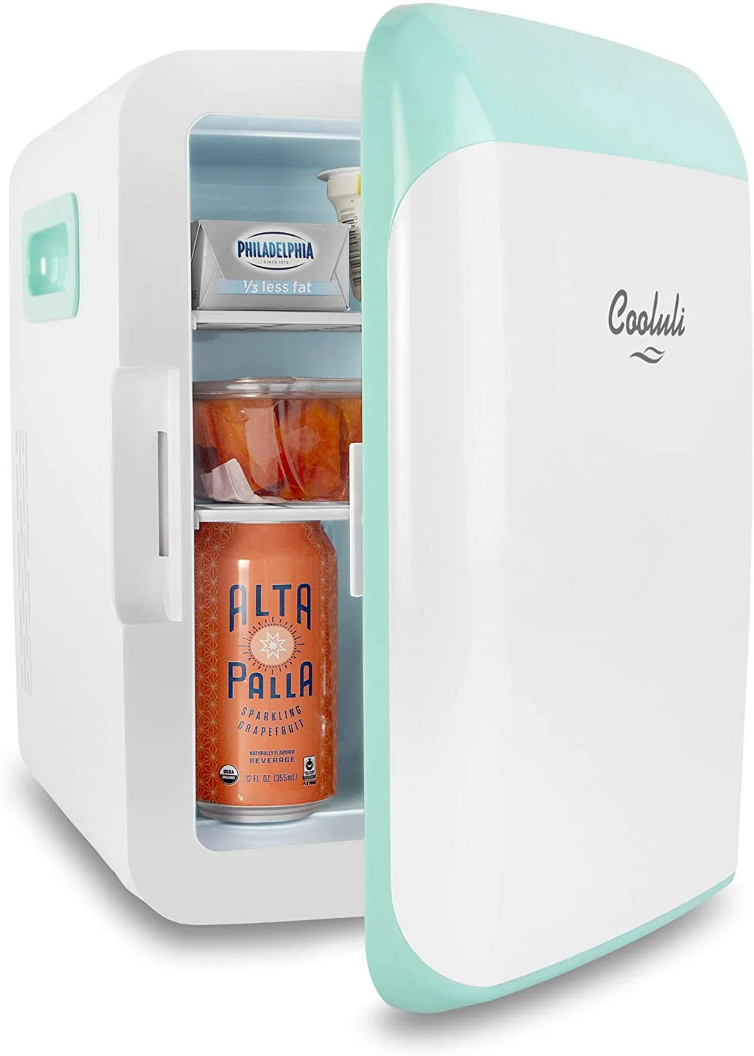 Cooluli Classic Turquoise 10 Liter Compact Portable Cooler Warmer Mini Fridge for Bedroom, Office, Dorm, Car - Great for Skincare & Cosmetics (110-240V/12V)