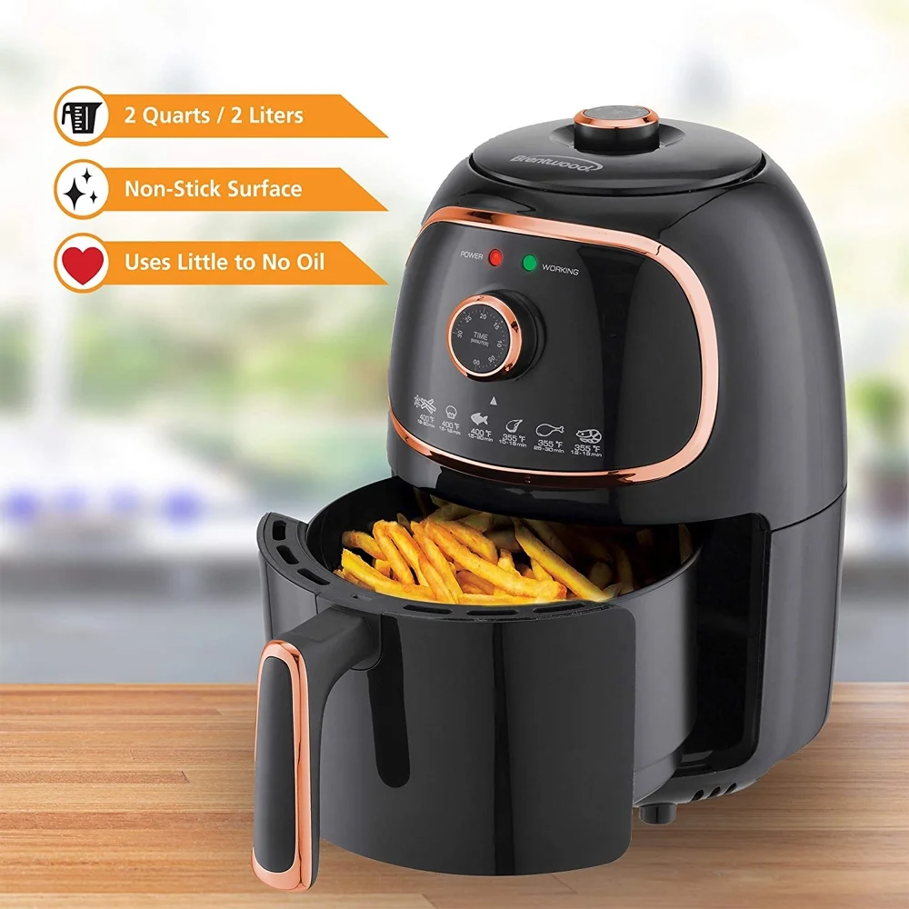 Brentwood Appliances AF-202BKC 2 Quart Small Air Fryer Copper with Timer and Temp Control