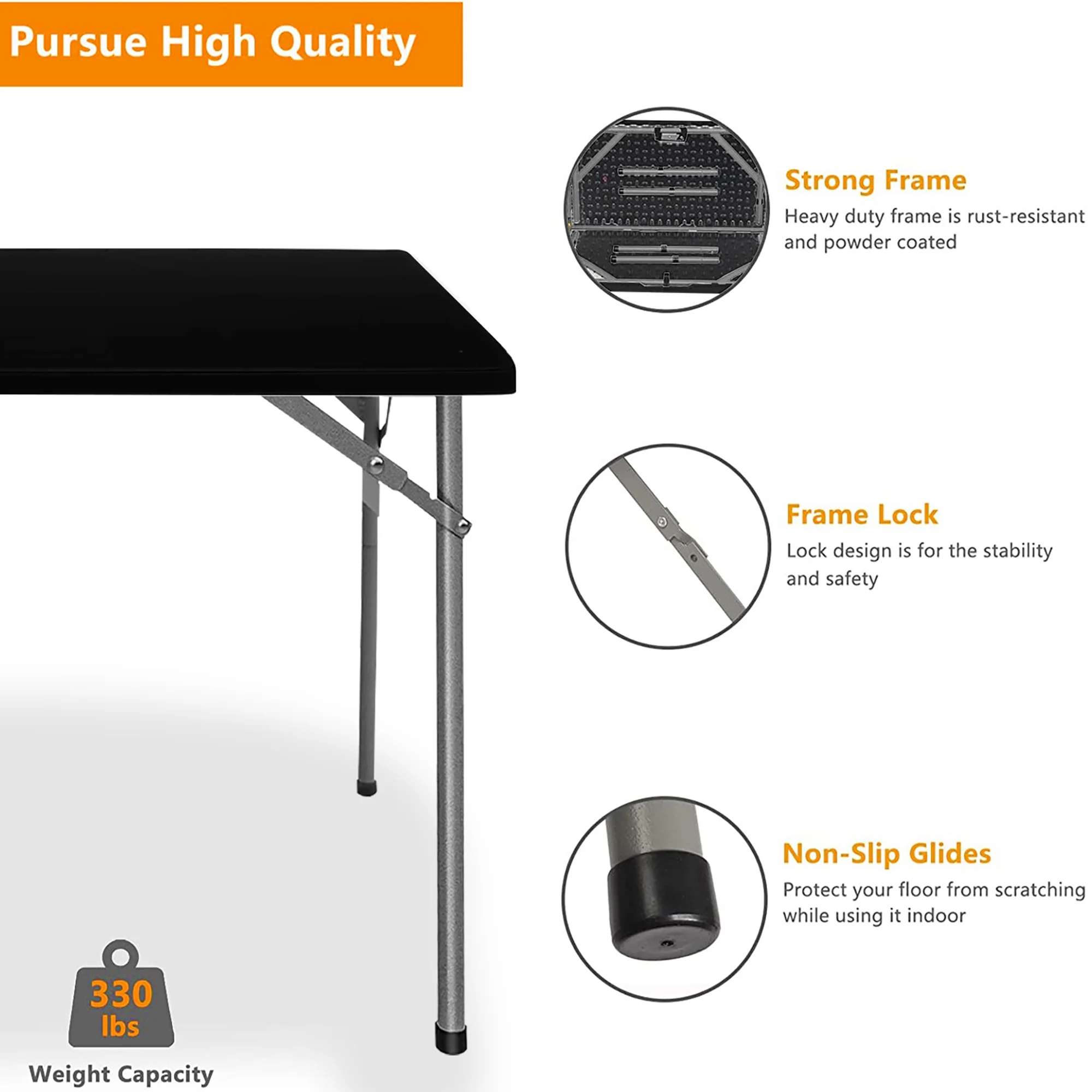 Foldable 34 inch Table - Sturdy Outdoor and Indoor Folding Table Ideal for Camping and Picnic, Card Table or Craft Table