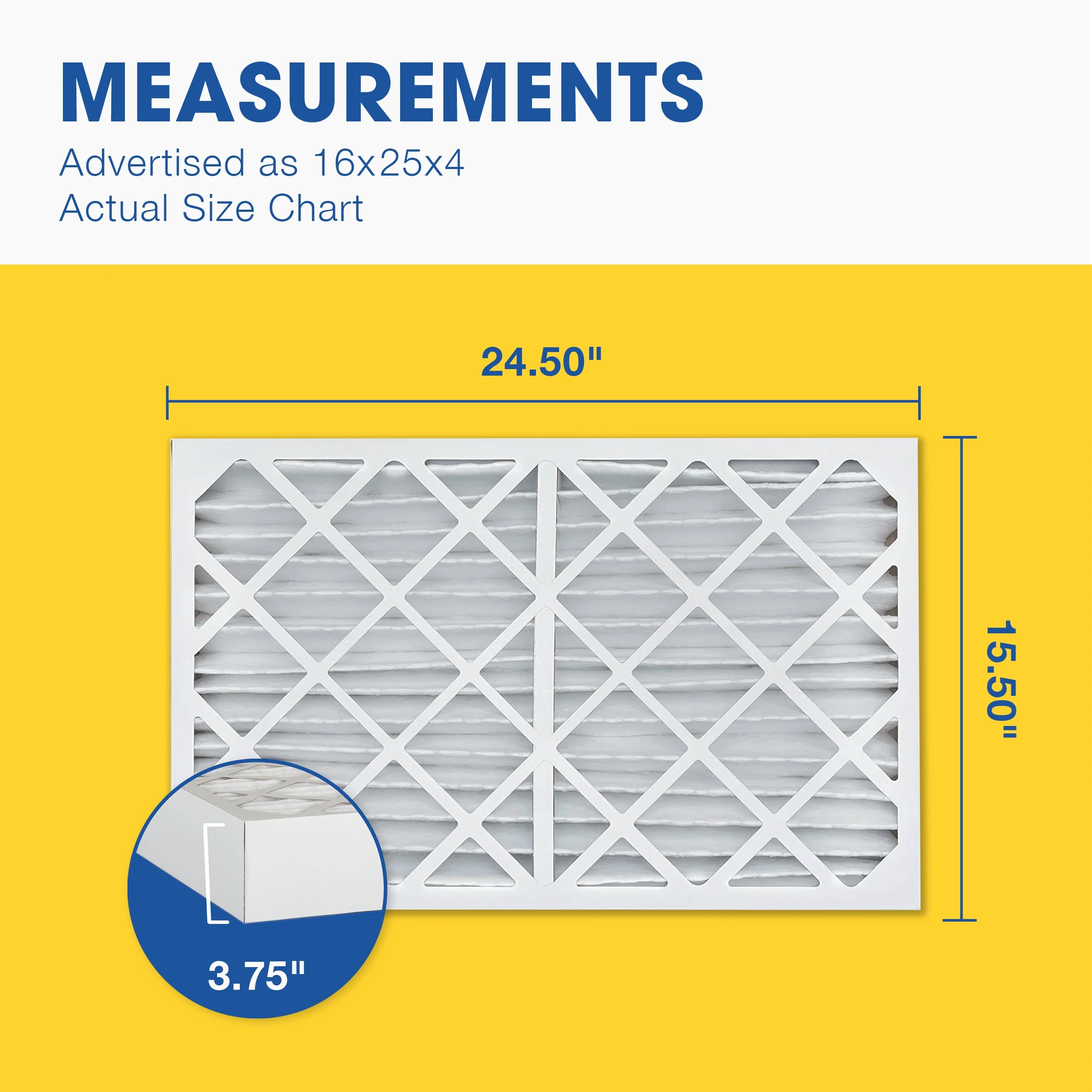 Aerostar 16x25x4 MERV 11 Pleated Air Filter, AC Furnace Air Filter, 6 Pack