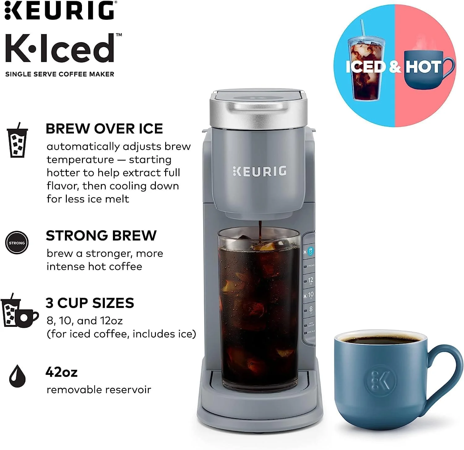 Keurig K-Iced Coffee Maker, Single Serve K-Cup Pod Iced Coffee Maker and Green Mountain Coffee Roasters Brew Over Ice Classic Black, Single Serve Keurig K-Cup Pods, 72 count