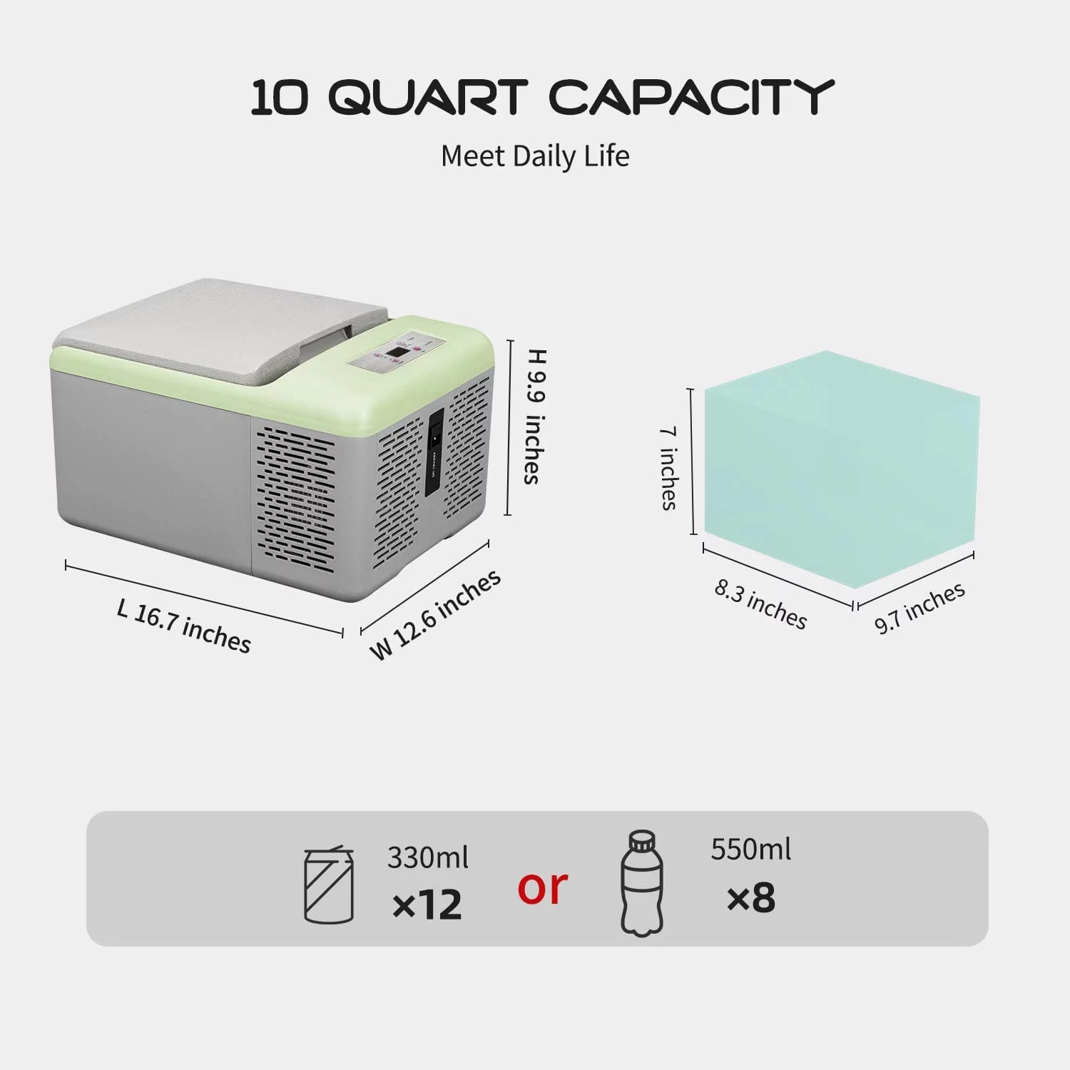 Alpicool C9PT Mini Portable Freezer,12 Volt Car Refrigerator 10 Quart Fast Cooling 12V Car Fridge (-4~68) with 12/24V DC and 100-240V AC for Outdoor, Camping, RV, Truck, Boat