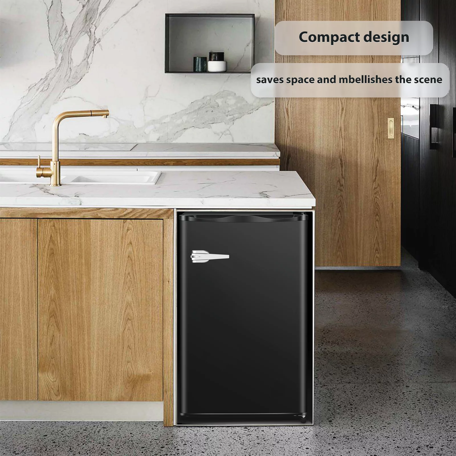 KISSAIR Upright Compact Freezer 2.3 Cu.ft, Freestanding Mini Freezer with Removable Shelf, Single Door, Adjustable Temperature, Suitable for Home/Office/Apartment/Dorm, - Black