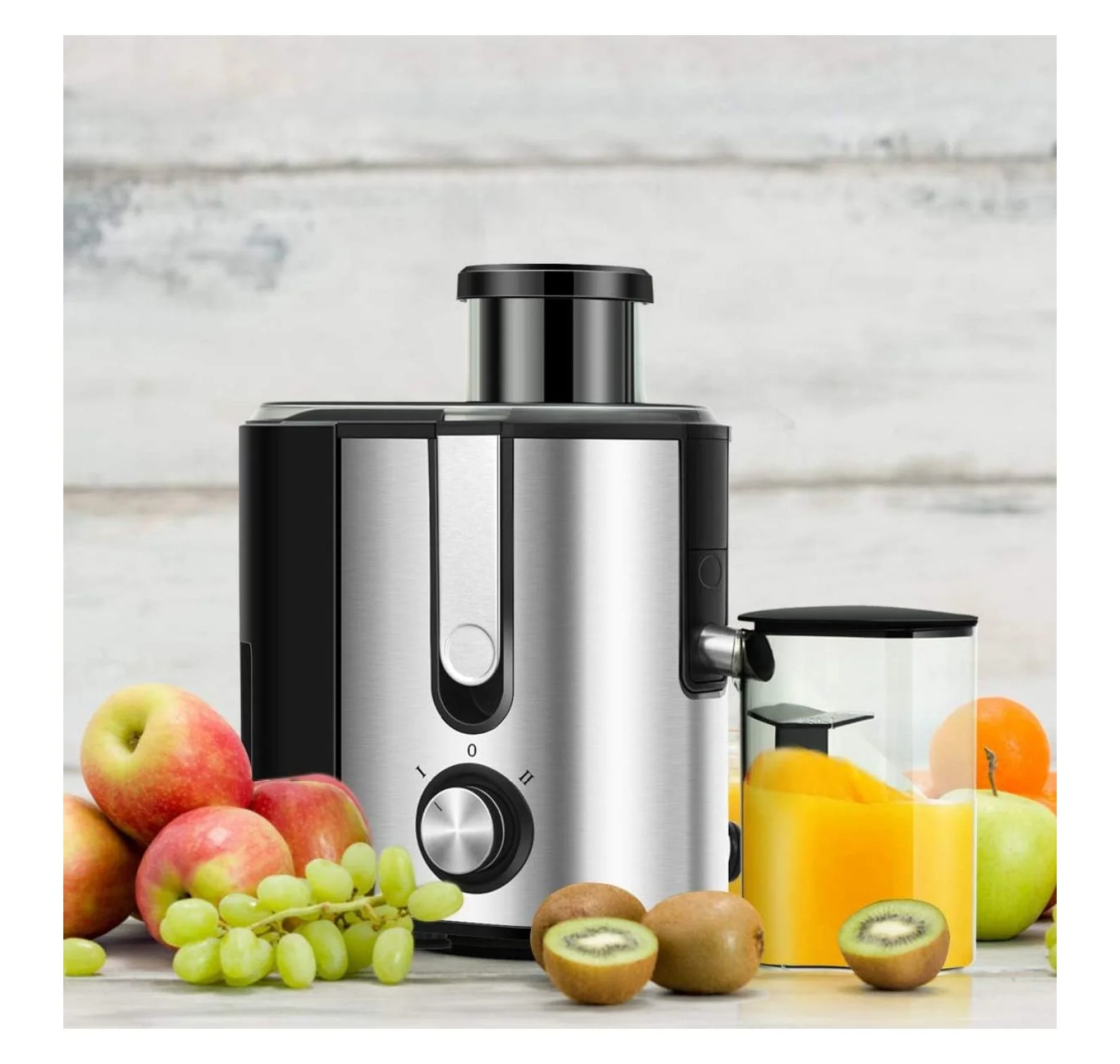 ByEUcuk Juicer Machines with 2.5inch Wide Mouth, 400W Masticating Juicer Extractor with Dual Speed Control and Overload Protection, Stainless Steel Centrifugal Juicer with Anti-drip Design, BPA-