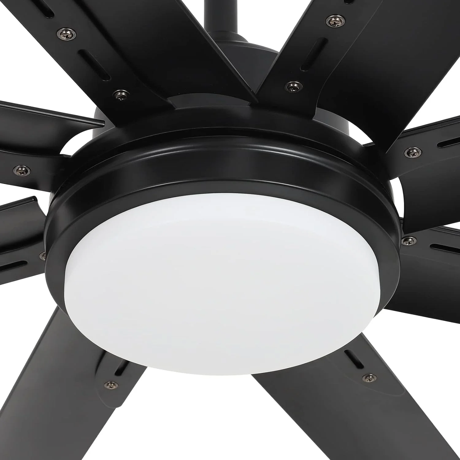 AUCHI 72 Inch Ceiling Fan with LED Lights and Remote Control for Indoor/Covered Outdoor, 172 DC Motor, 8 Aluminum Blades, 5CCT, 6-Speed, Dimmable Modern Ceiling Fans for Living Room - Black