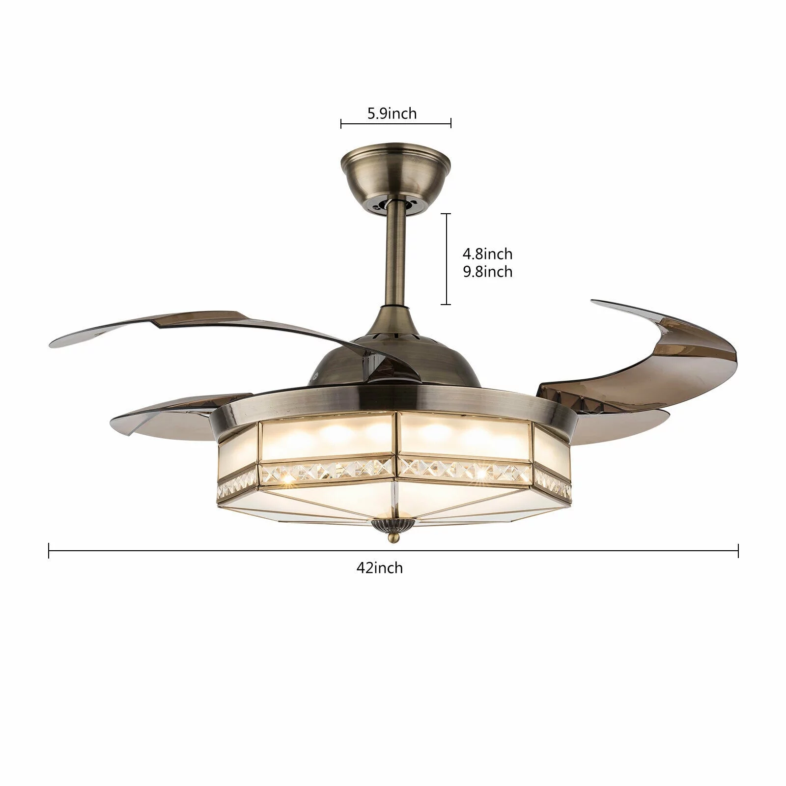 42'Tiffany Style Chandelier Classic Modern Indoor Ceiling Fan with LED light Ceiling light with Fan pendent celling lighting lamp light fixture Remote Control 3 Speed Adjustable