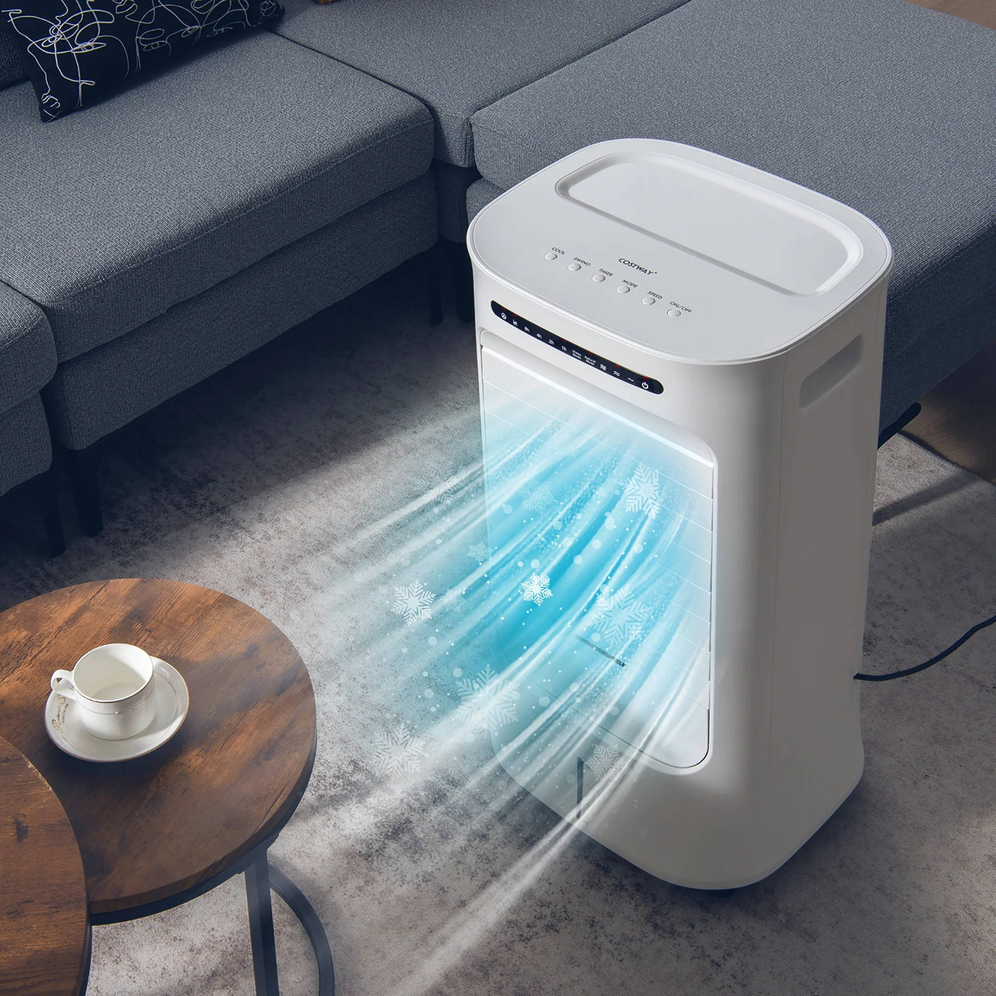 Costway 4-in-1 Evaporative Air Cooler Portable Humidifier with Timer, 3 Modes & Speeds