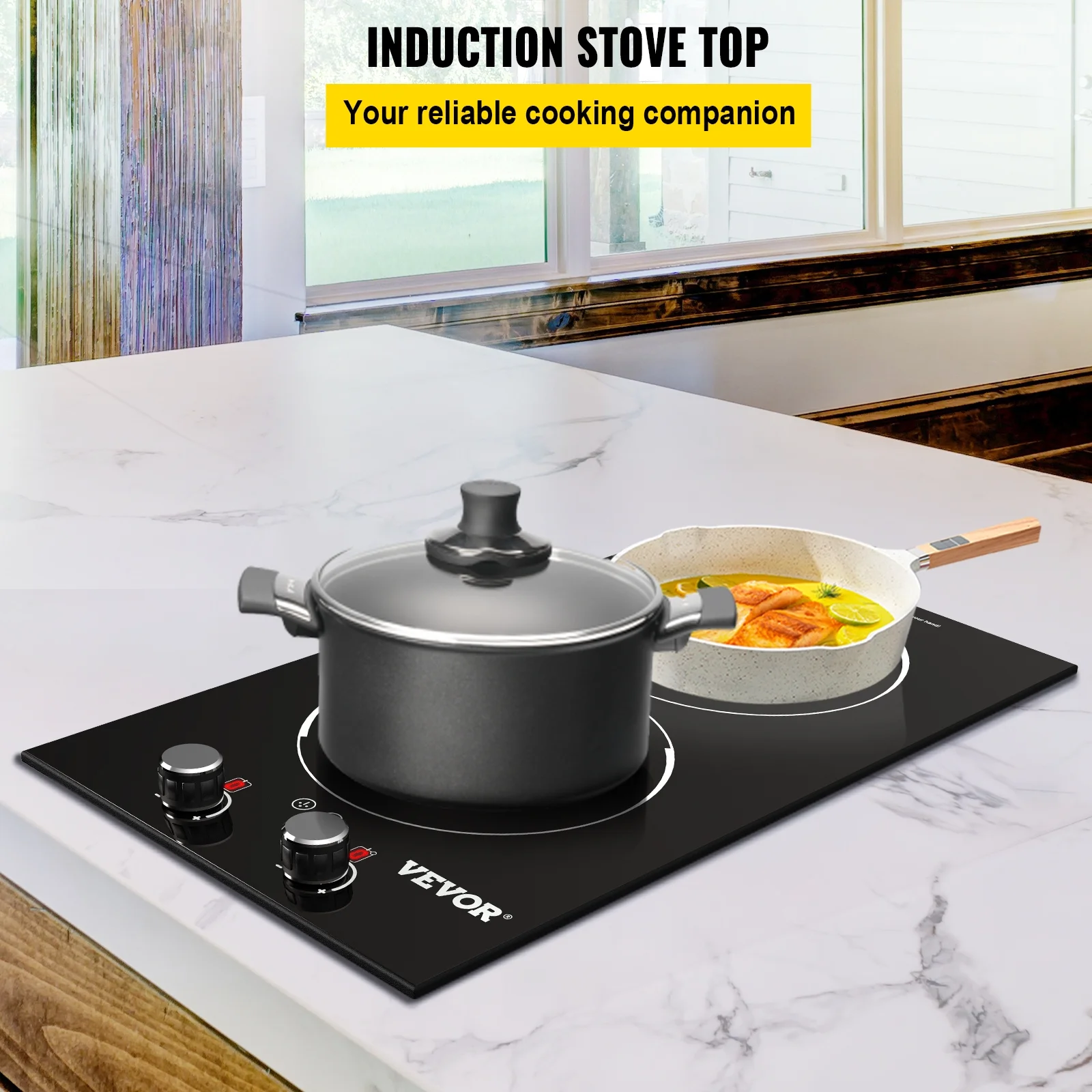BENTISM Electric Induction Cooktop Built-in Stove Top 11in 2 Burners 120V