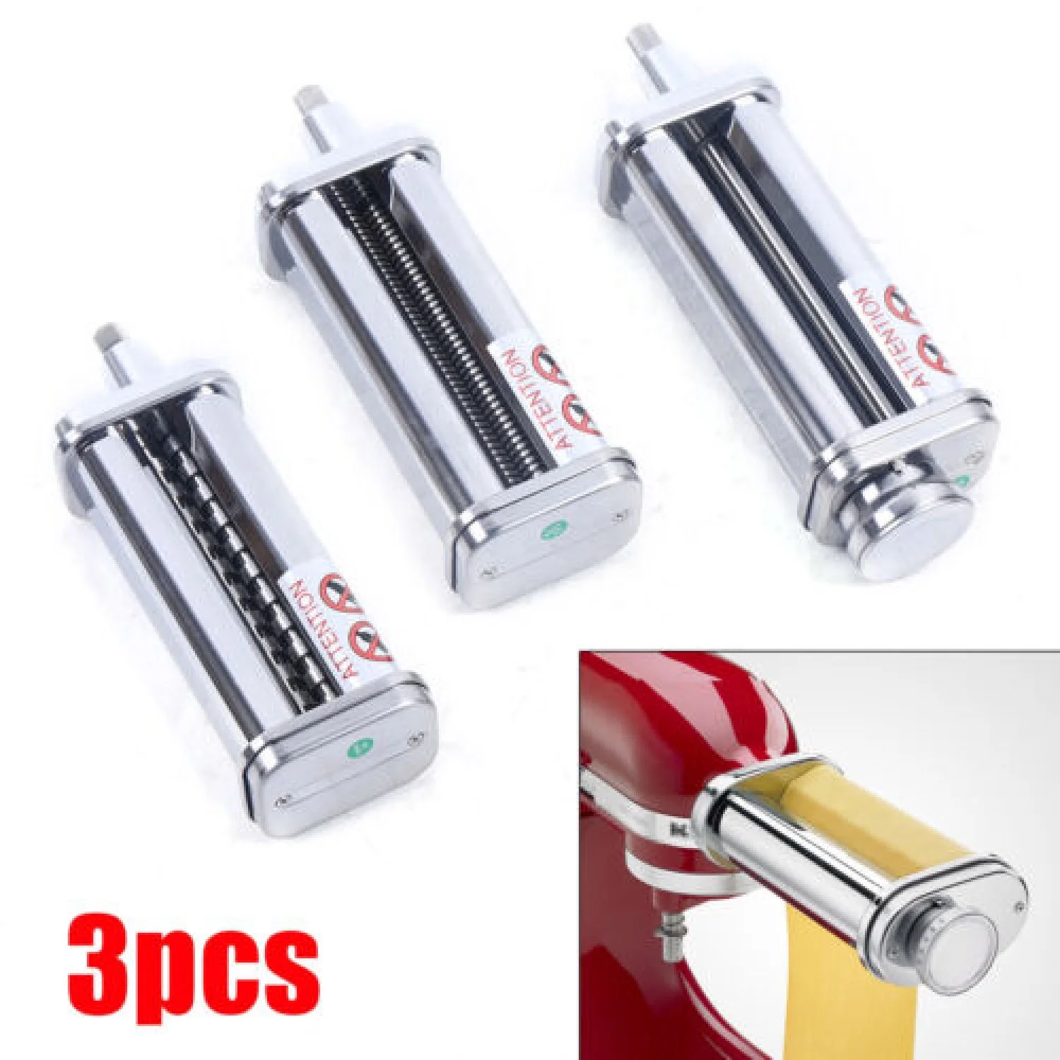 3in1 Pasta Cutter Attachment Set for Stand Mixer Noodles Maker