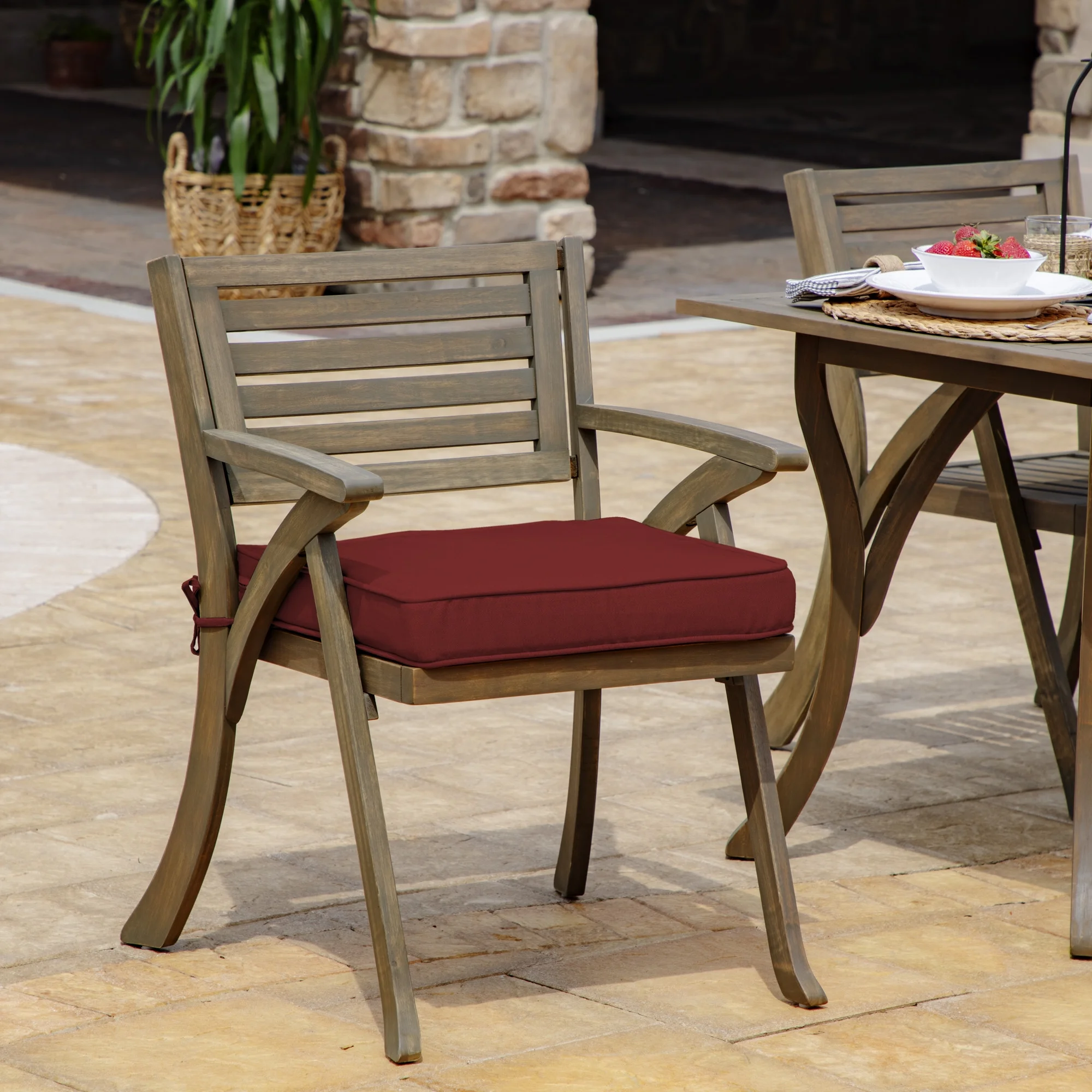 Arden Selections ProFoam 20 x 20 in Outdoor Dining Seat Cushion Cover, Classic Red