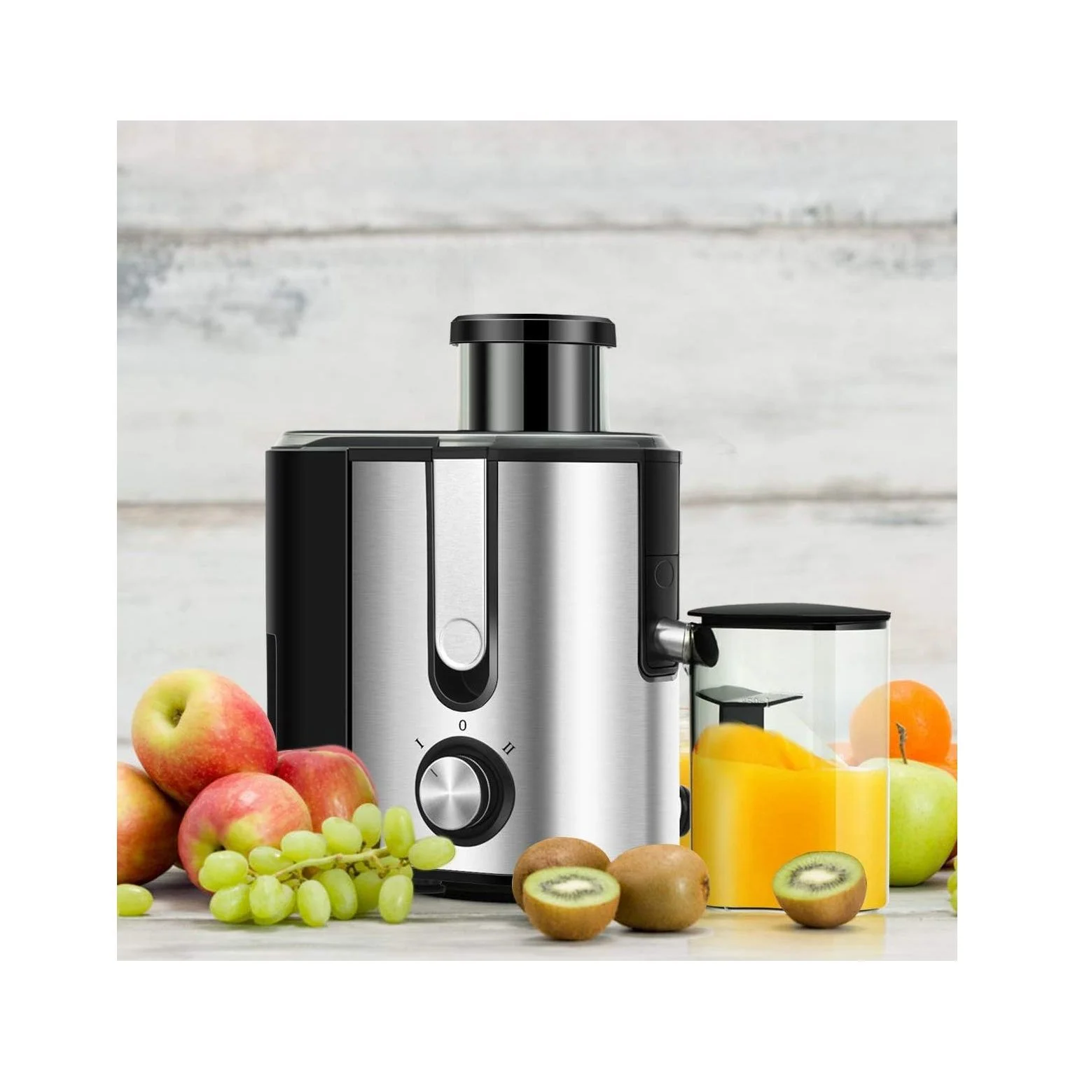 BULYAXIA Juicer Machines with 2.5inch Wide Mouth, 400W Masticating Juicer Extractor with Dual Speed Control and Overload Protection, Stainless Steel Centrifugal Juicer with Anti-drip Design, BPA-FREE