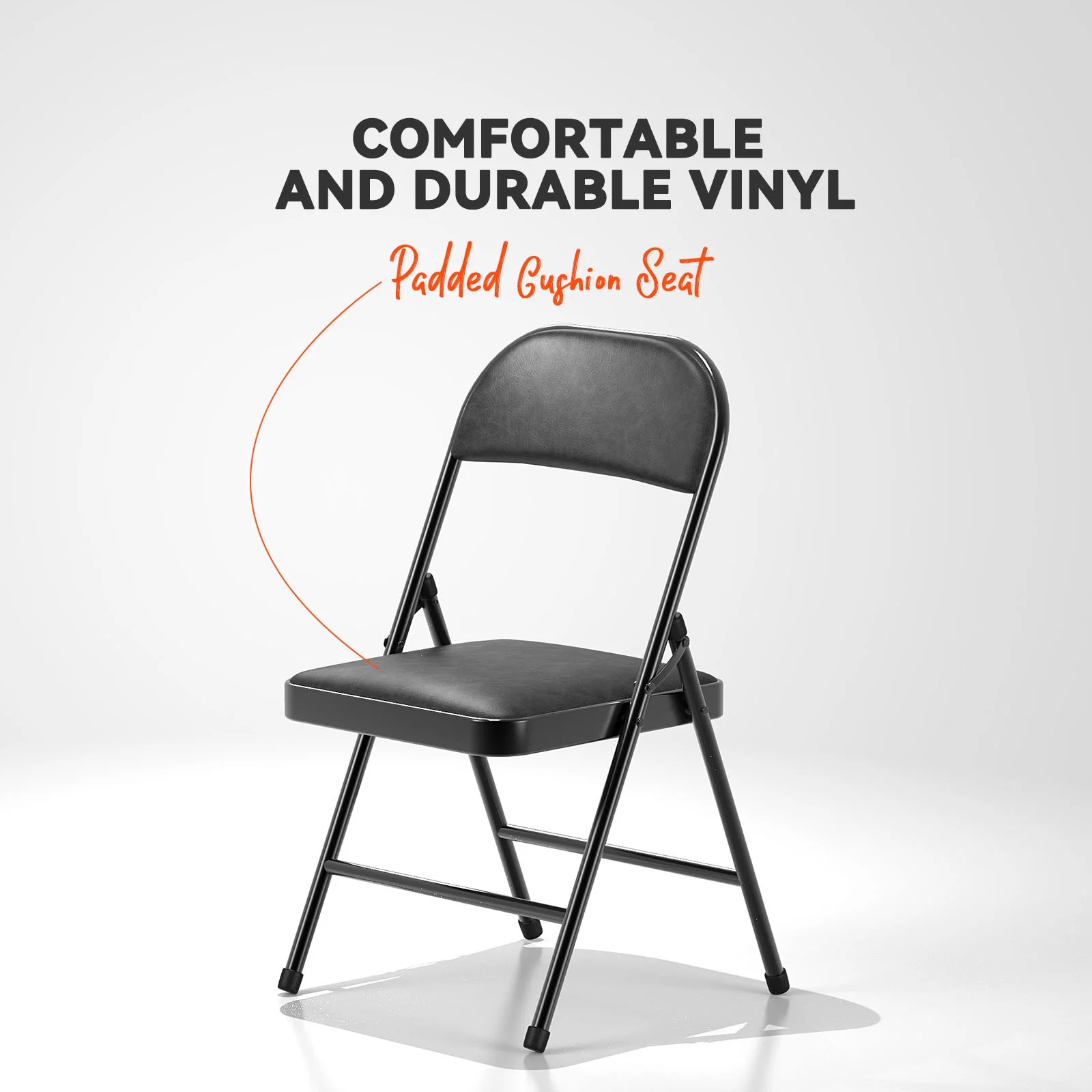 2 Pack Folding Chairs with Padded Cushion and Back Metal Chairs with Comfortable Cushion and Durable Steel Frame for Home and Office, for Indoor and Outdoor Events