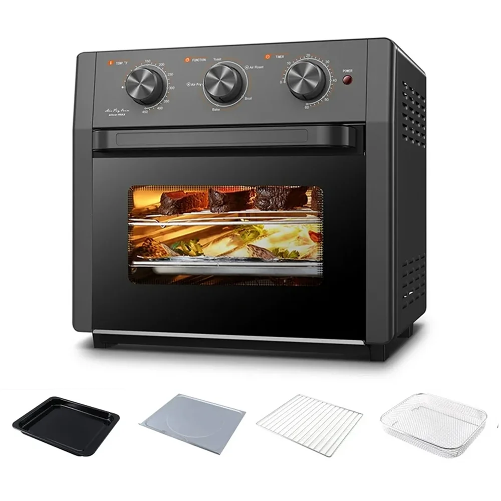 20QT Large Air Fryer Oven Toaster Combo, 1300W Powerful Oil-less Breakfast Station Cooker Black