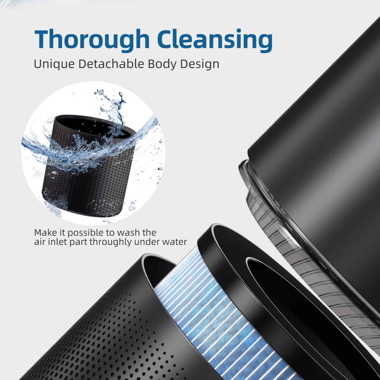 BREEZOME Air Purifier, H13 True HEPA Air Filter for Home Large Room up to 1095 Sqft,Black