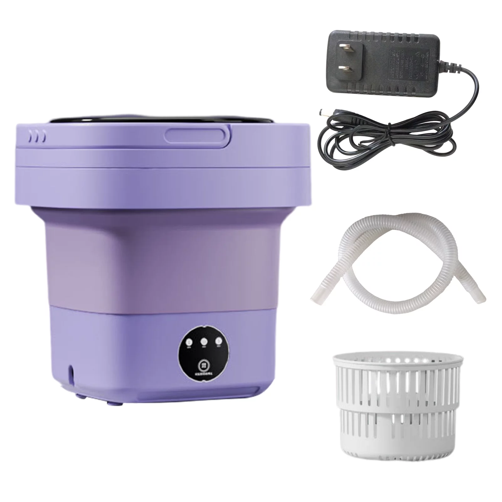 6.5L Portable Washing Machine - Foldable, Detachable Drain Basket, Low Noise, Mini Washer for Home and Travel
