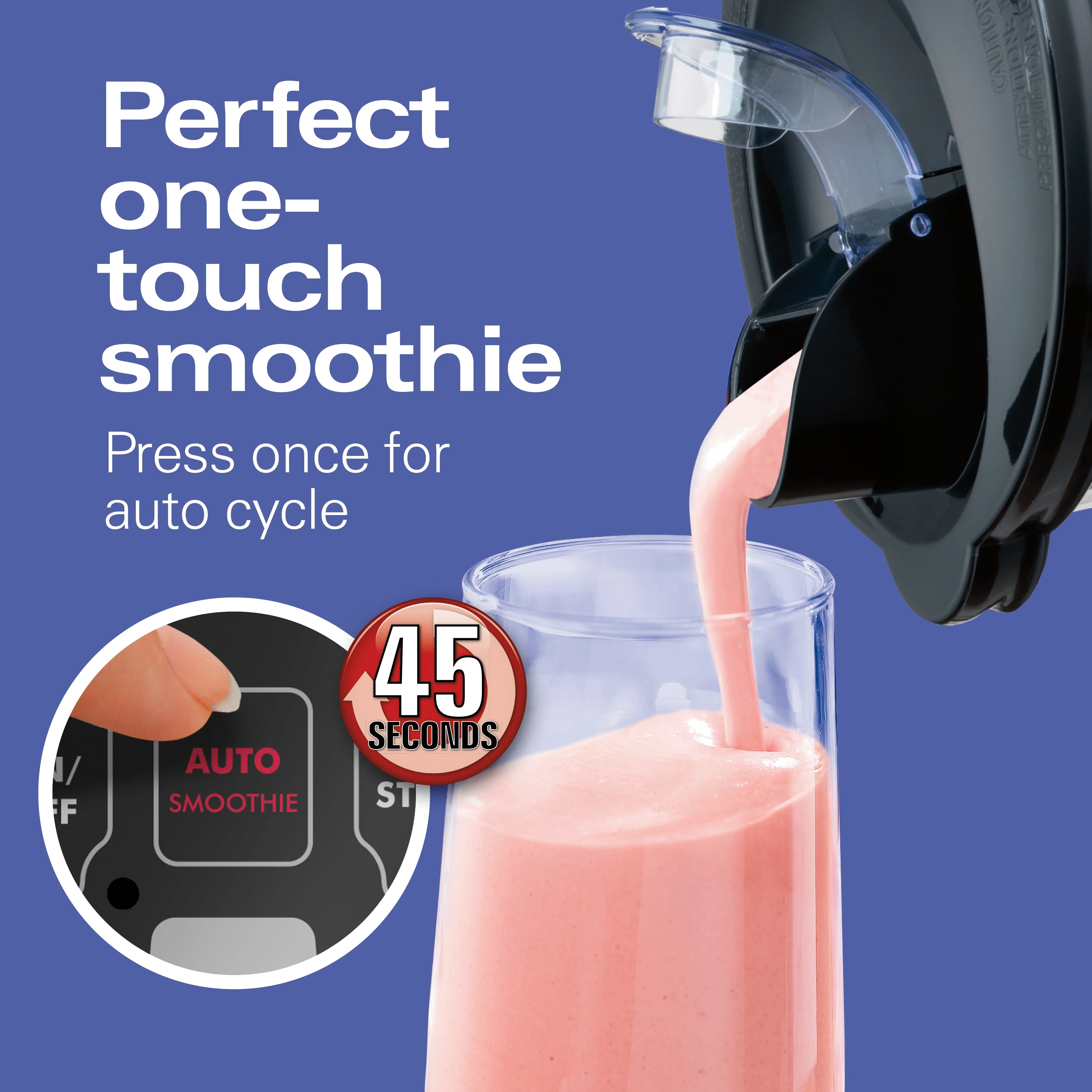 Hamilton Beach Smoothie Smart Blender with 5 Functions including One-Touch Auto Smoothie Cycle, 40 oz Glass Jar, 700 Watts Peak Power, Stainless Steel, 56208