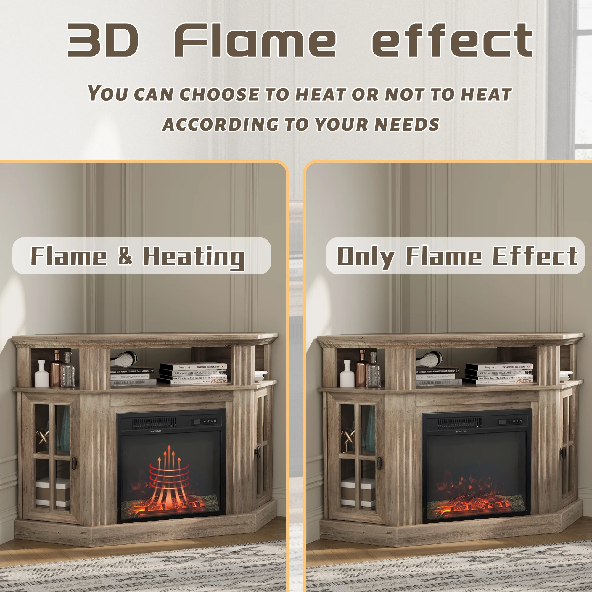 Homall Corner Fireplace TV Stand Modern Farmhouse TV Stand with Electric Fireplace for TVs up to 50