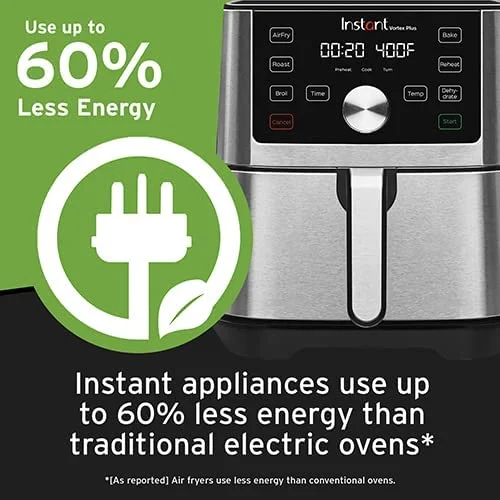 Instant Pot Vortex Plus 6-in-1 Air Fry, Roast, Broil, Bake, Reheat and Dehydrate, 6 One-Touch Programs, 6 Quart