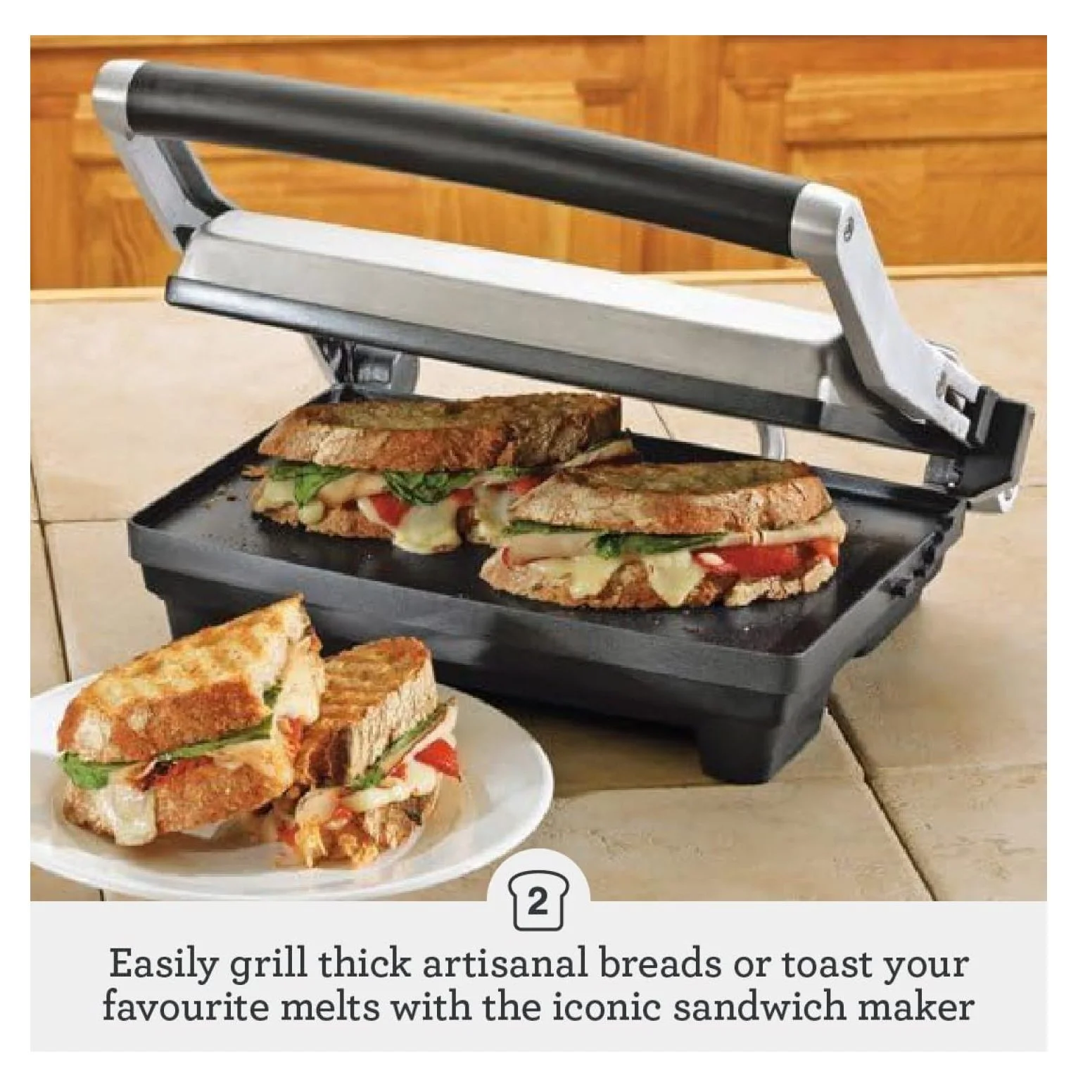 ByEUcuk Duo 1500-Watt Nonstick Panini Press, Silver