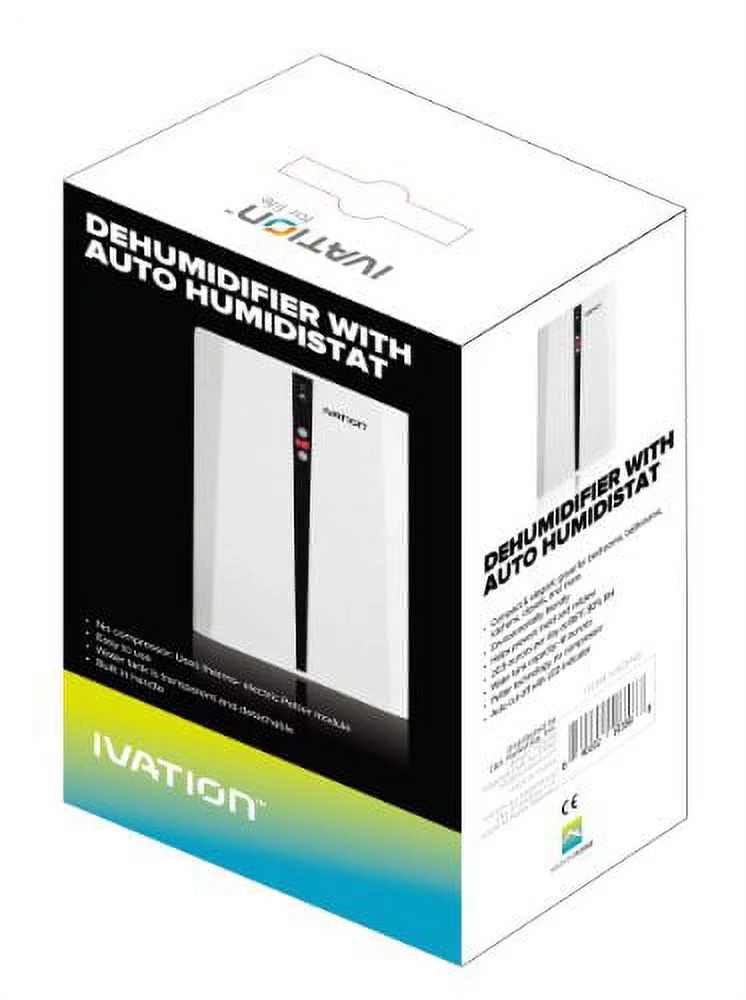 Ivation IVADM45 Powerful Mid-Size Thermo-Electric Intelligent Dehumidifier w/Auto Humidistat - For Spaces Up to 2,200 Cubic Feet