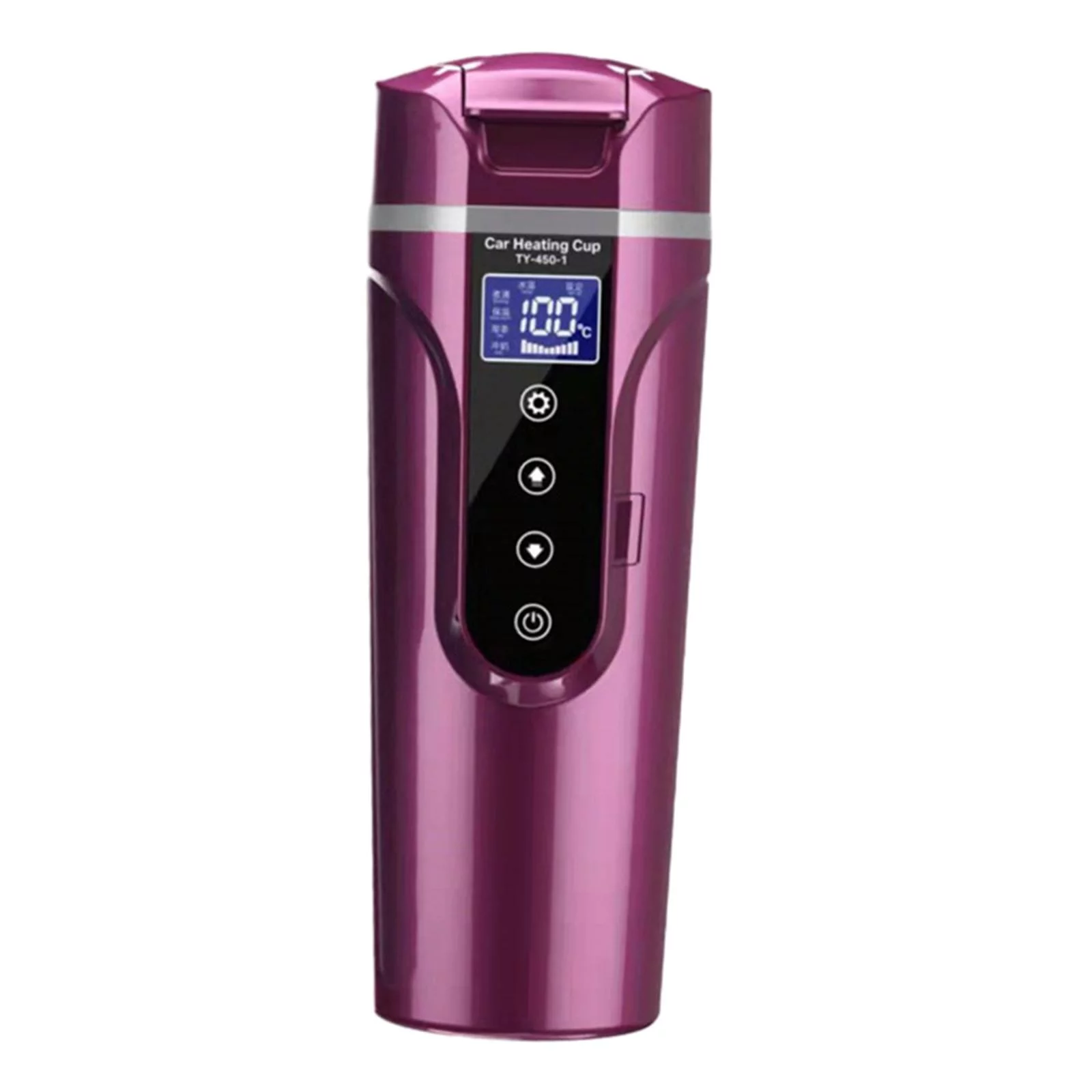 450ml Car Heating Mug 24V/12V Electric Travel Kettle Coffee Tea Cup Variable Temp Control for Car Truck 304 Stainless Steel for Milk Outdoor Dark Violets