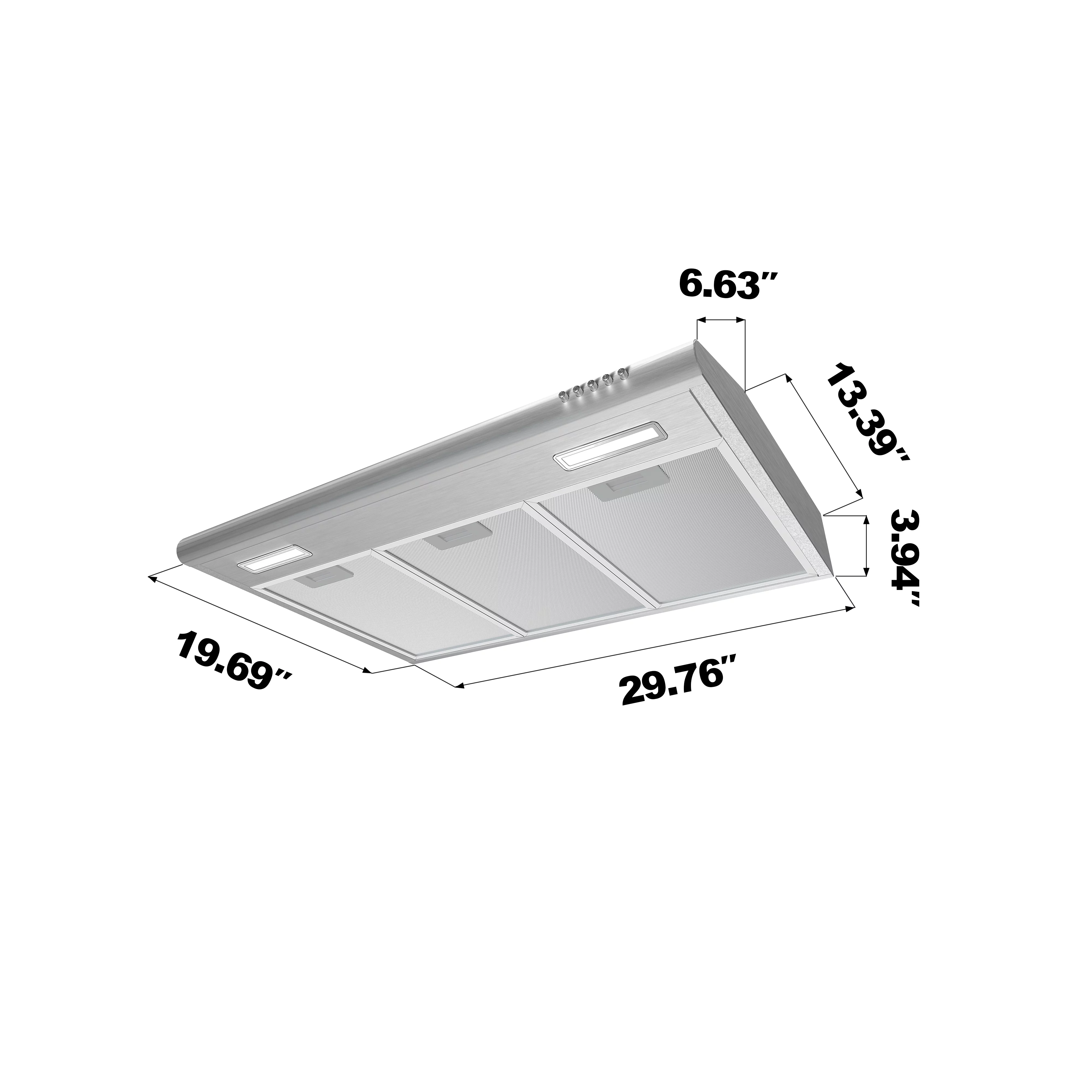 CIARRA Under Cabinet Range Hood 30 inch Slim Vent Hood for Kitchen in Stainless Steel with Carbon Filter Kit for Recirculating CAS918B75-006