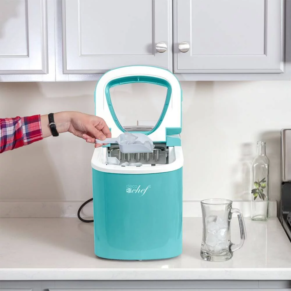 Deco Chef Compact Electric Ice Maker (Turquoise) with The Smoothies Bible Bundle