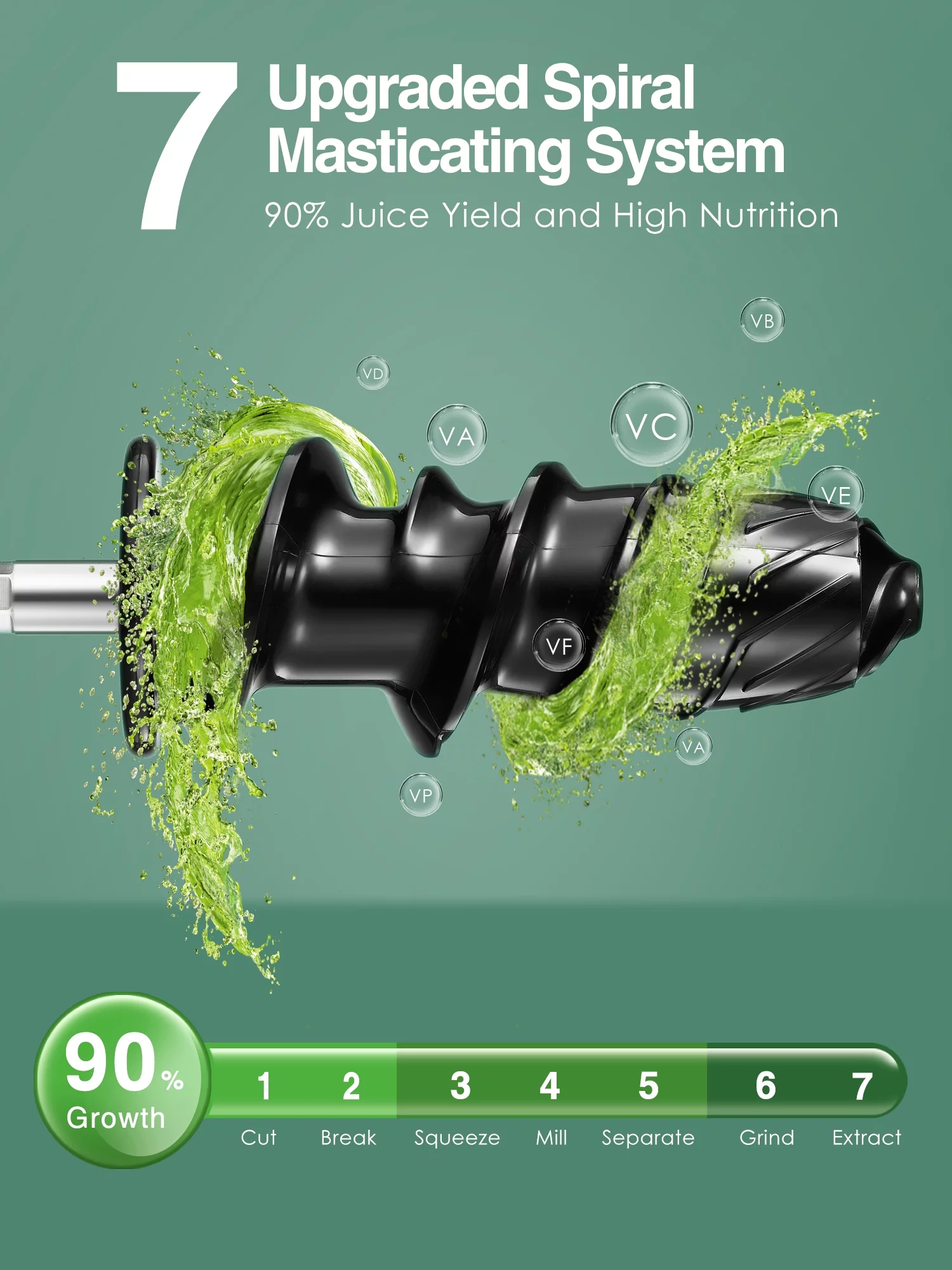 Aicook Slow Masticating Juicer with Quiet Motor, Recipes and Reverse Function, Green