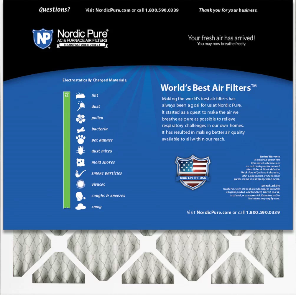 20x20x1 (19_1/2x19_1/2) Pleated MERV 13 Air Filters 6 Pack