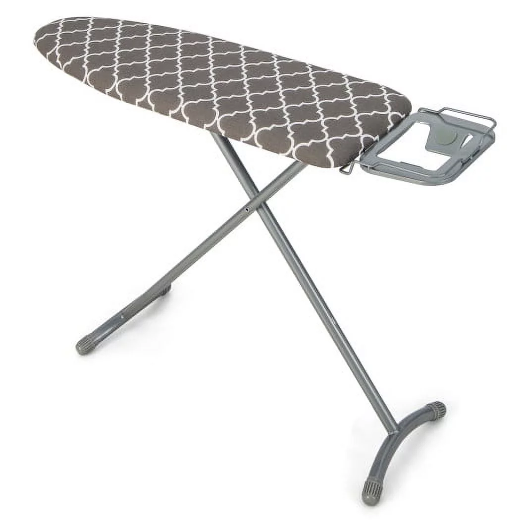 44 x 14 Inch Foldable Ironing Board with Iron Rest Extra Cotton Cover Gray