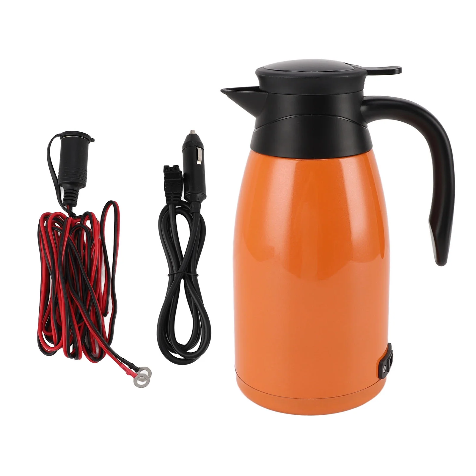 1400ML Car Electric Kettle Stainless Steel 24V 180W Leak Proof Orange Car Kettle Boiler for Tea Coffee Making