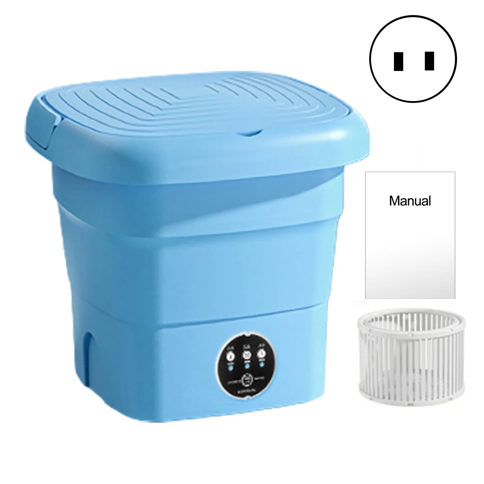 GoldHub 6L Mini Washing Machine Foldable Easy Storage Clothes Washer with Detachable Drain Basket Touch Control Powerful Laundry Machine for Baby Clothes Underwear