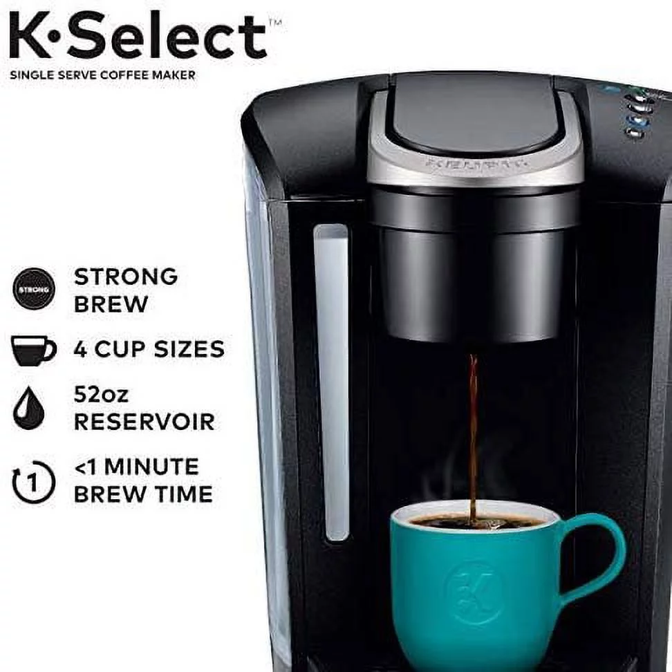 Keurig K-Select Coffee Maker, Single Serve K-Cup Pod Coffee Brewer, With Strength Control and Hot Water On Demand, Matte Black