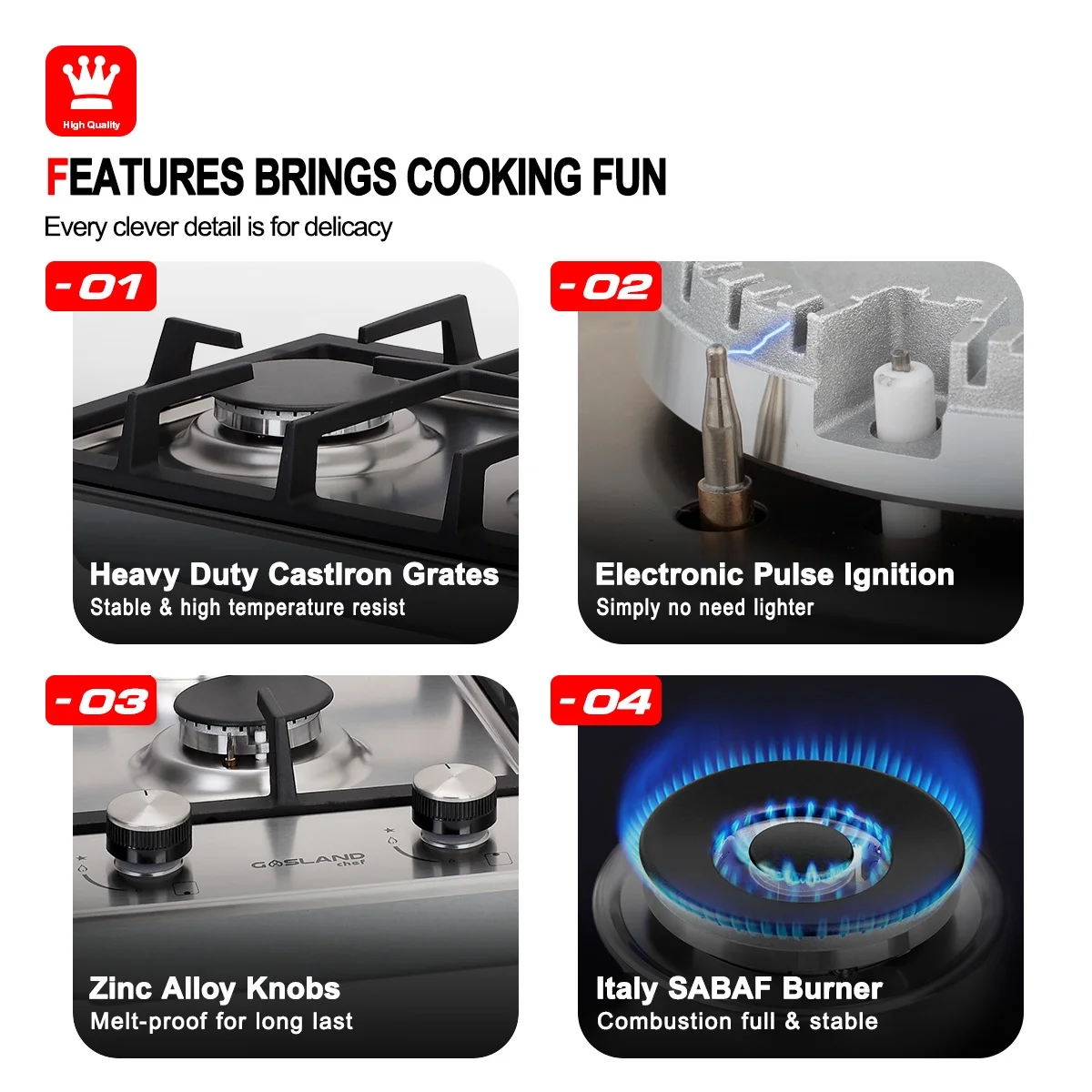 Gasland Chef 12' Built-in Gas Cooktop 2 Burner Gas Stove Top, NG/LPG Convertible, Stainless Steel